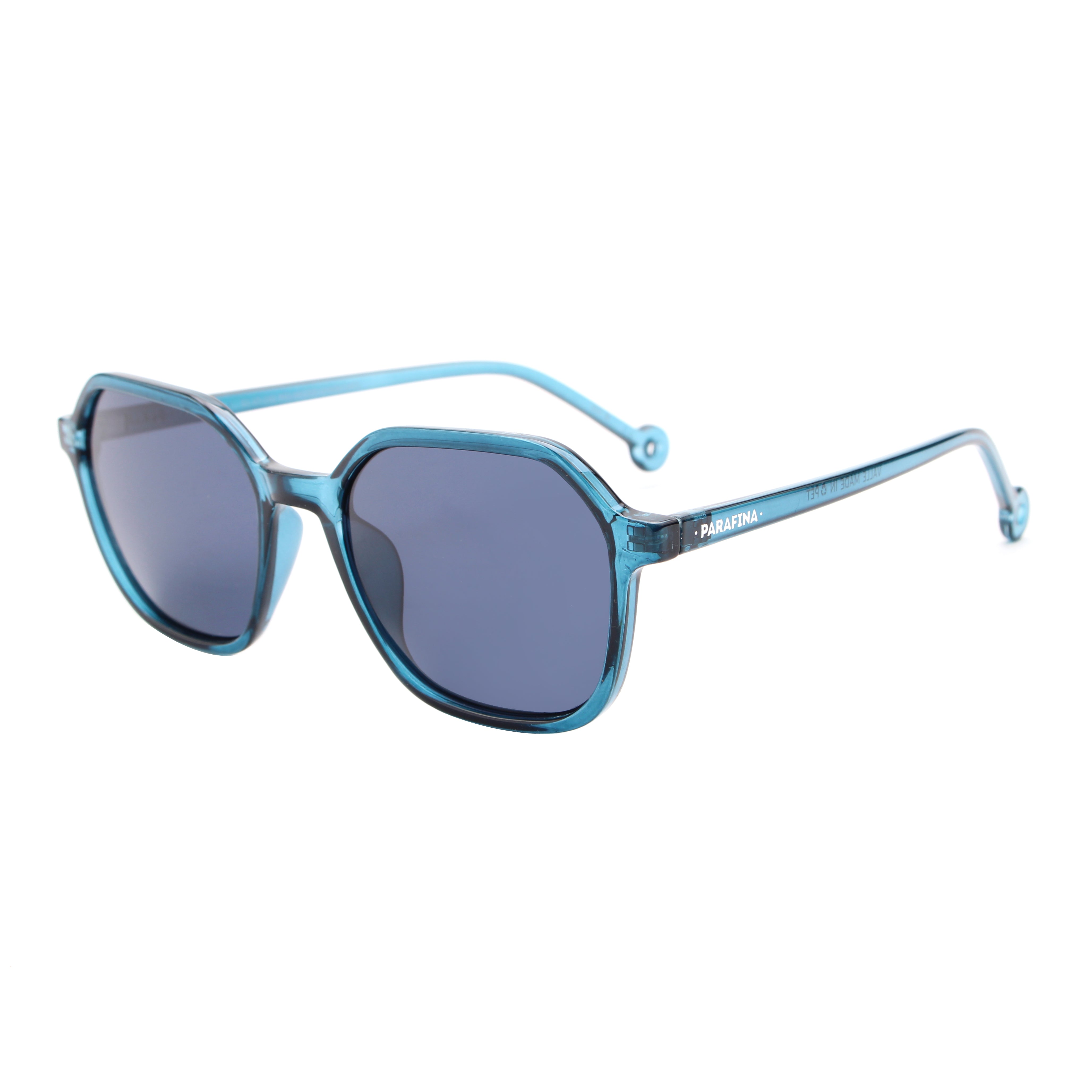 lunettes de soleil en bouteilles de plastique recycles vallee king blue blue solid bleu parafina unisexe lunettes vallee bouteille recyclee bleu l armoire poethique 4