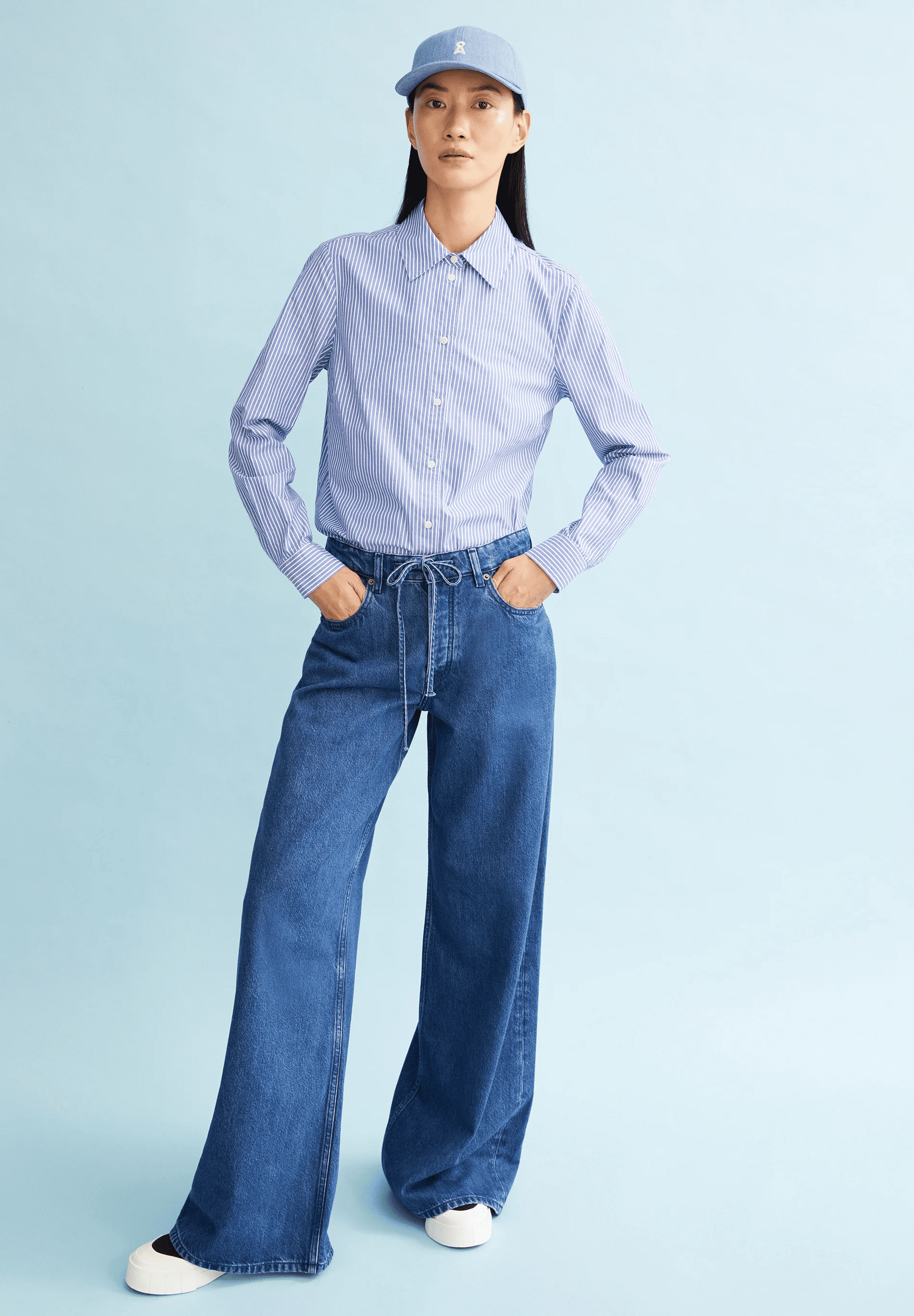 armedangels femme blouse louilaa striped coton bio blanc bleu l armoire poethique 3