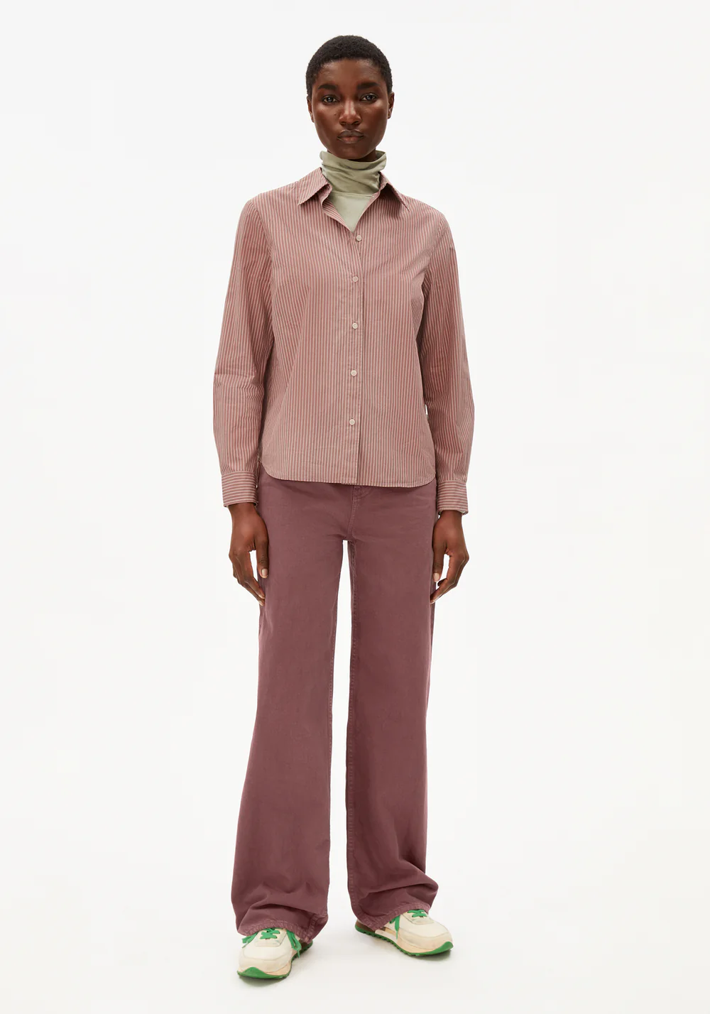 armedangels femme blouse louilaa striped coton bio blanc rose l armoire poethique 5