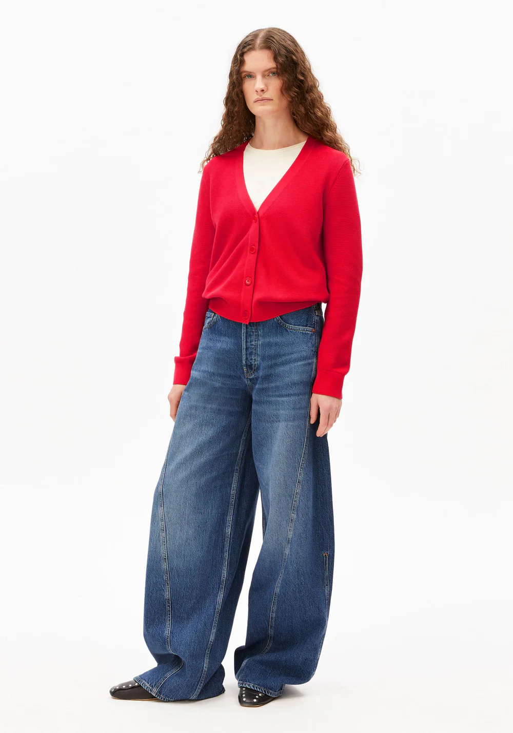 armedangels femme cardigan menaal links links coton bio rouge l armoire poethique 5