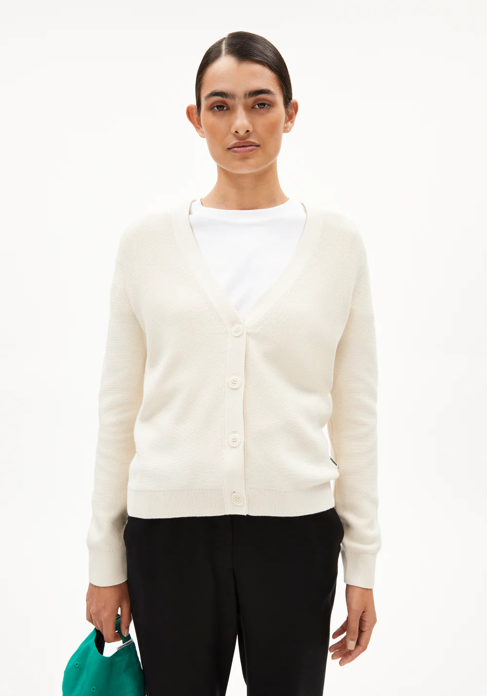 armedangels femme cardigan menal links coton bio creme l armoire poethique 5