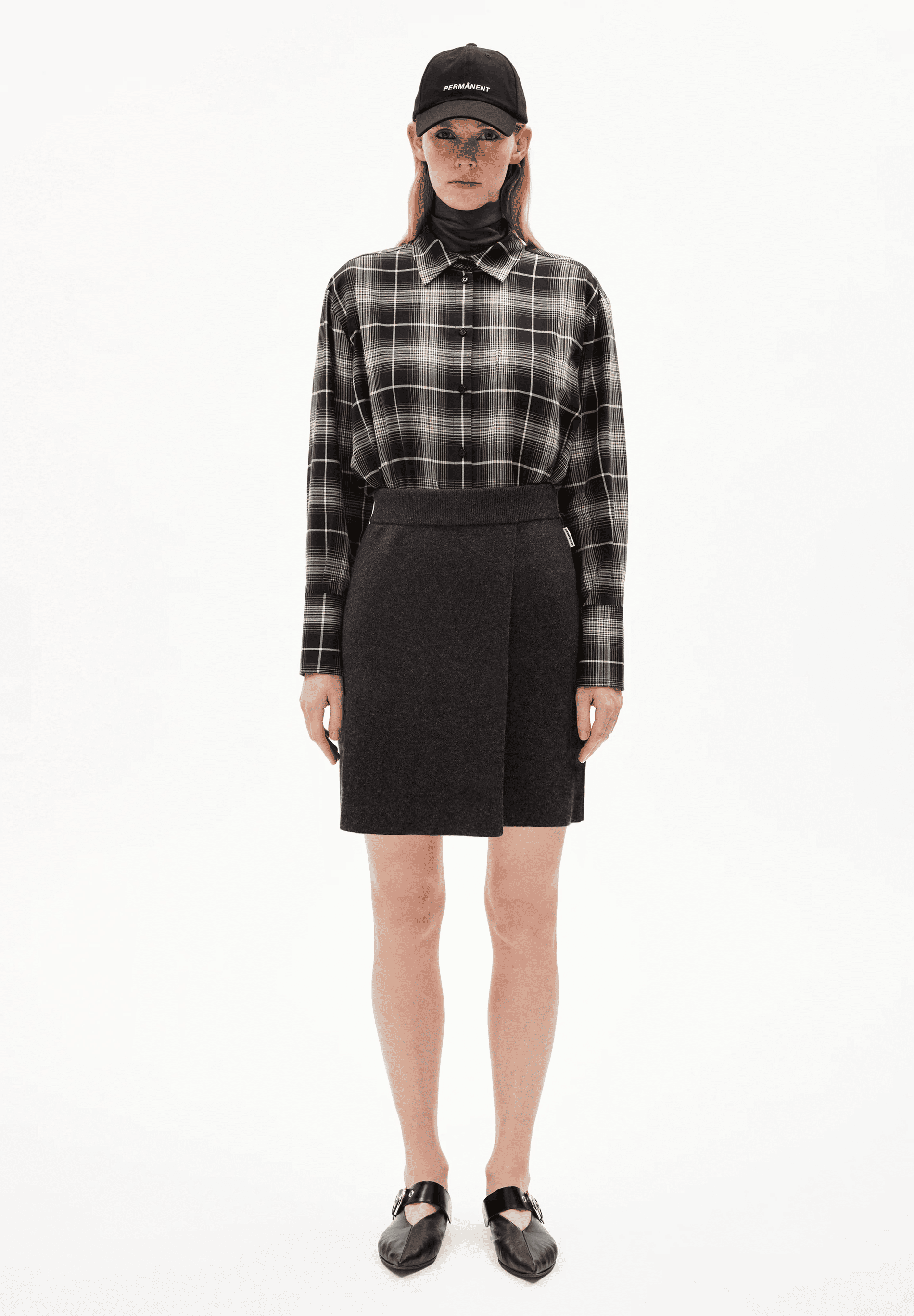 armedangels femme jupe darlaa coton bio laine bio gris anthracite l armoire poethique 4