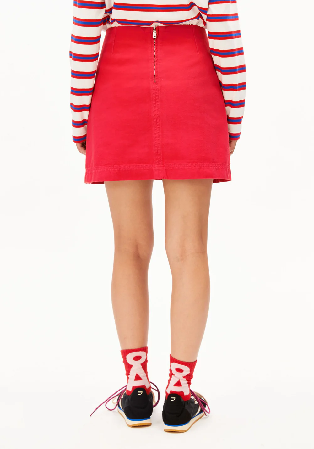 armedangels femme jupe workwear canvas mini coton bio rouge l armoire poethique 2