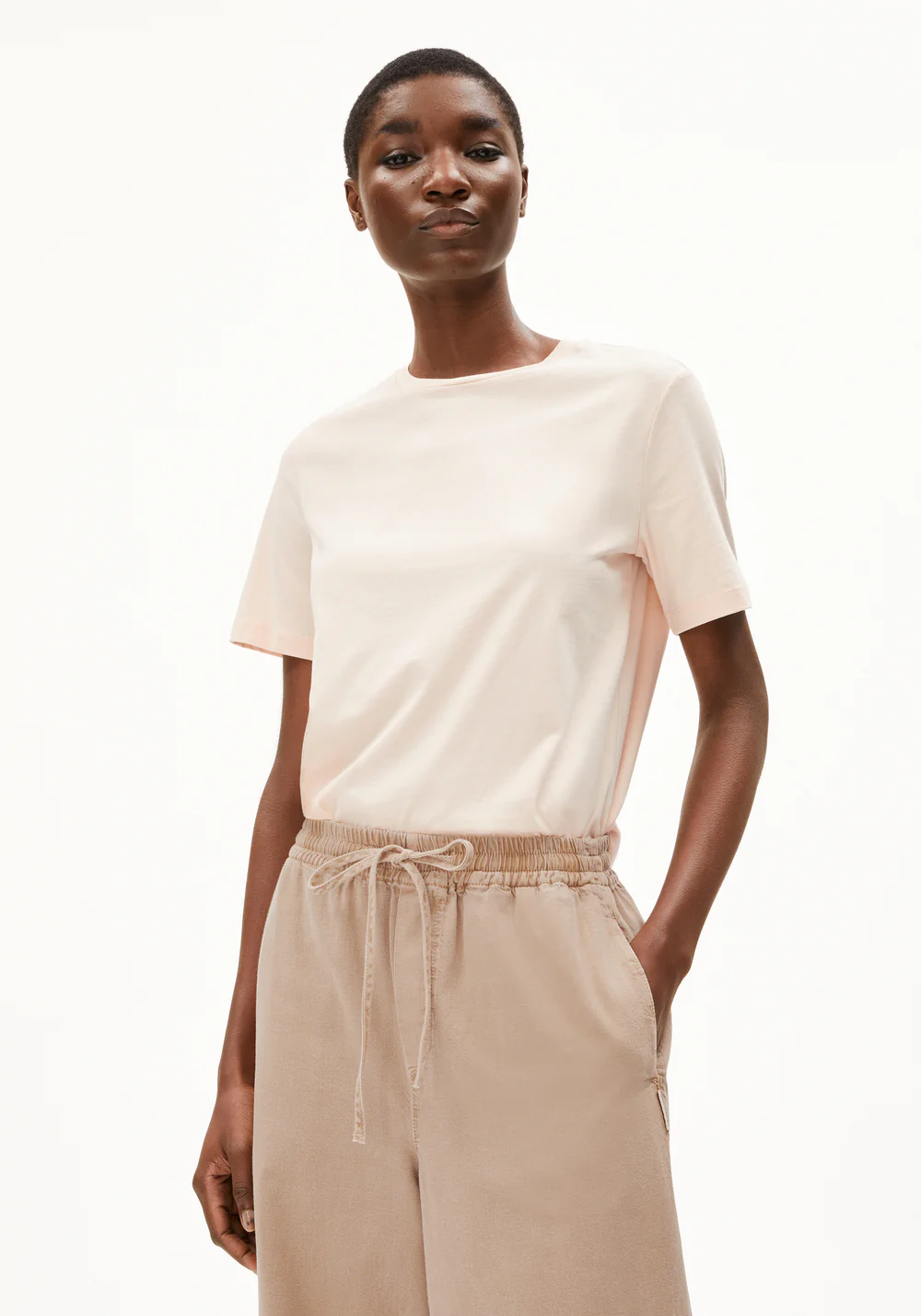 armedangels femme t shirt lualaa coton bio peche clair l armoire poethique 1