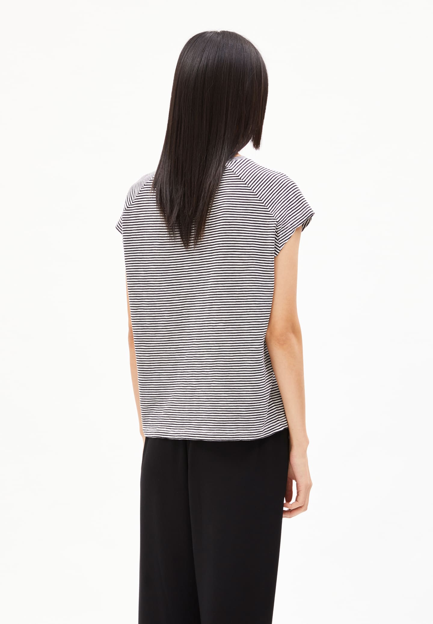 armedangels femme t shirt oneliaa lovely stripes coton bio noir l armoire poethique  2