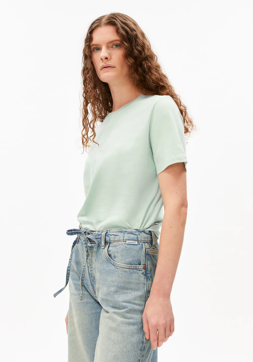 armedangels femme tee shirt lualaa coton bio vert clair l armoire poethique 1