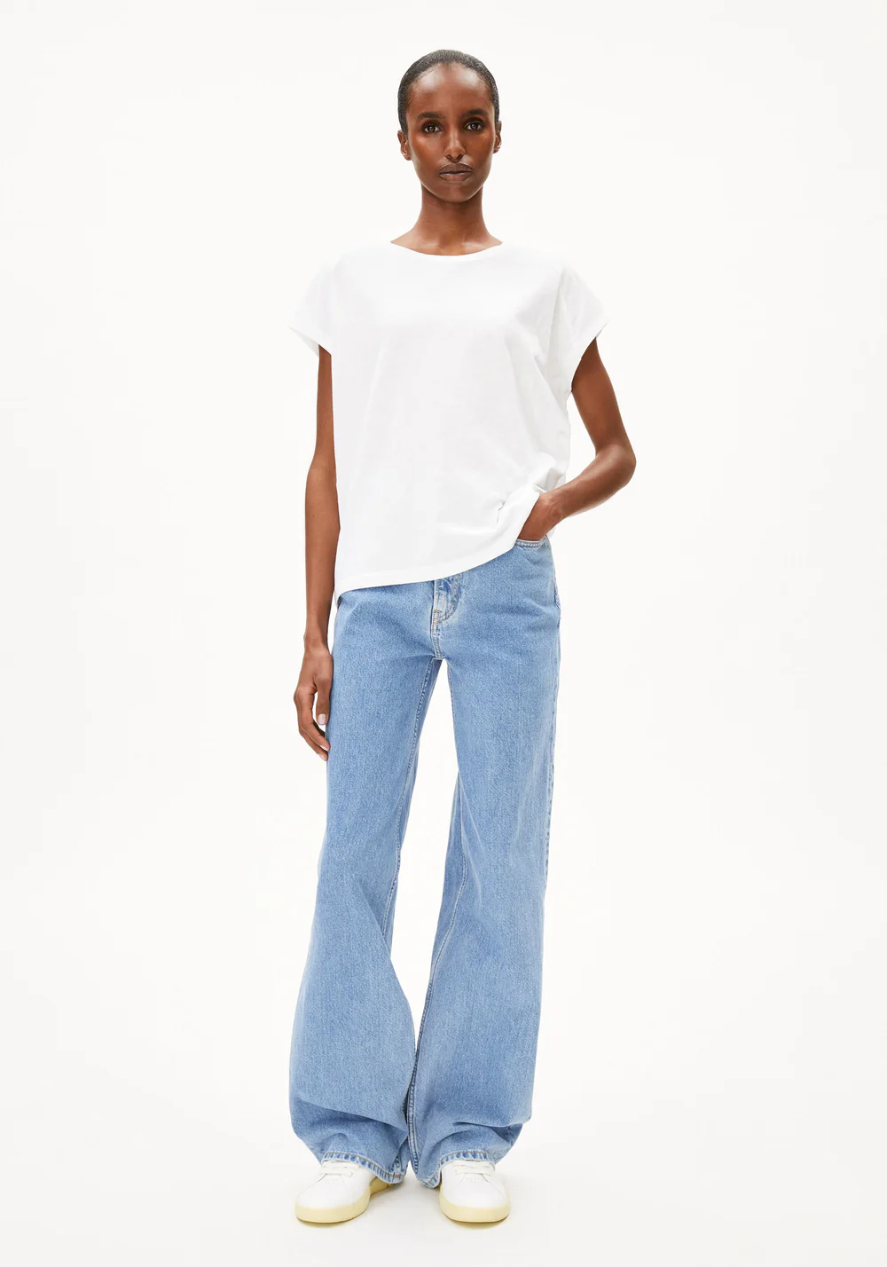 armedangels femme tee shirt slub jersey coton bio blanc l armoire poethique 5