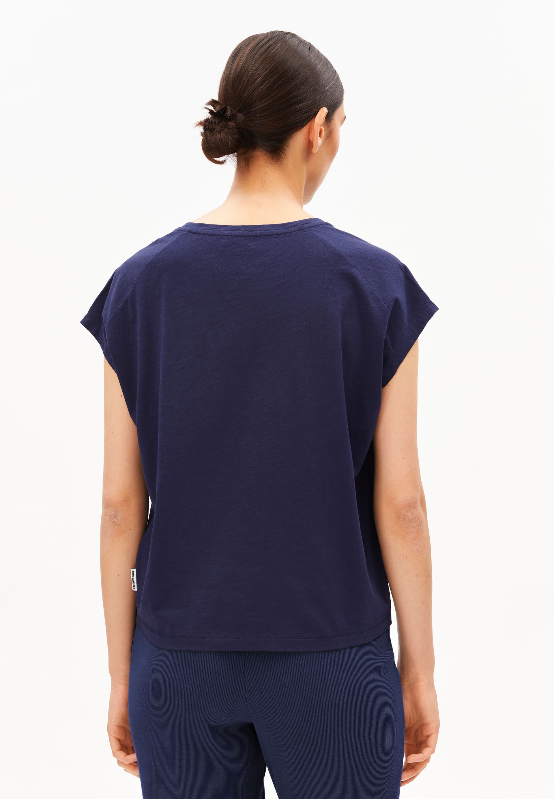 armedangels femme tee shirt slub jersey coton bio bleu l armoire poethique 4