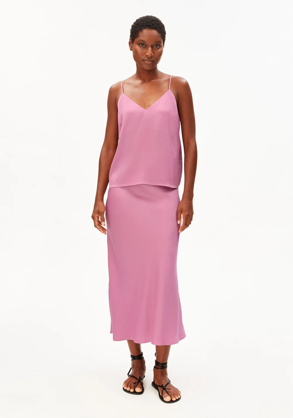 armedangels femme top satin spaguetti acetate rose l armoire poethique 1