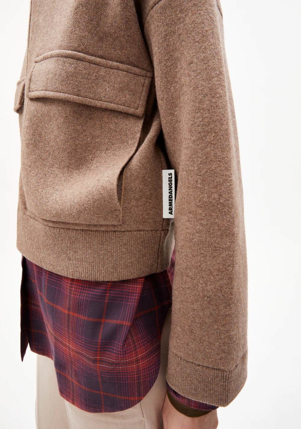 armedangels femme veste joaniaas coton bio laine bio beige cannelle l armoire poethique 4