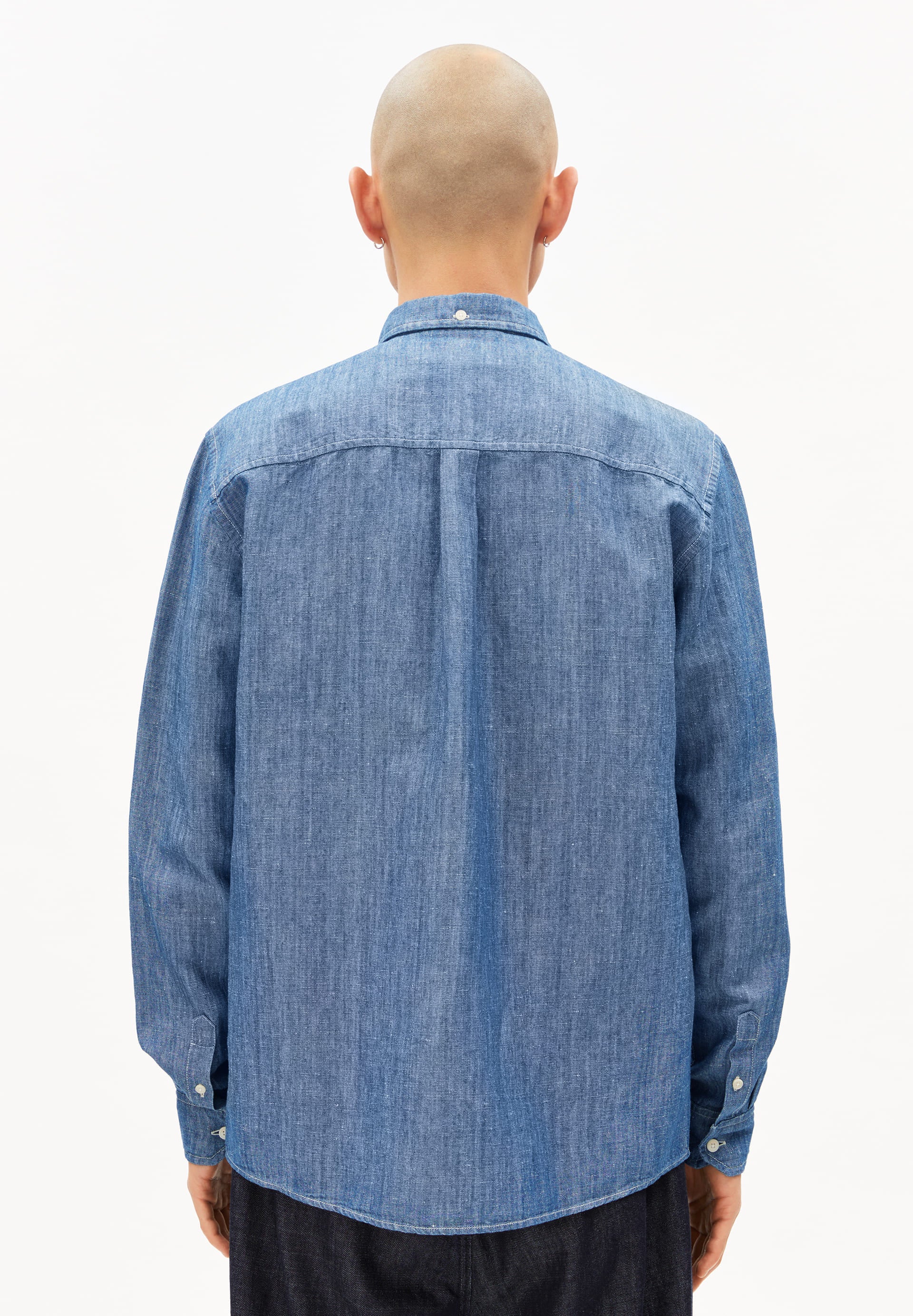 armedangels homme chemise chambre lino coton bio lin bleu denim l armoire poethique 5