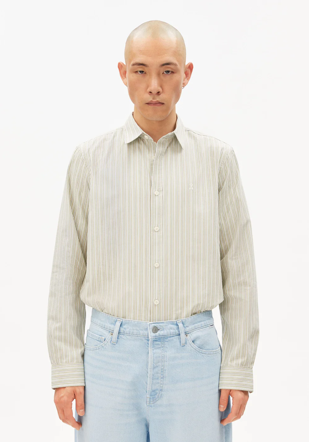 armedangels homme chemise coton bio blanc vert l armoire poethique 1