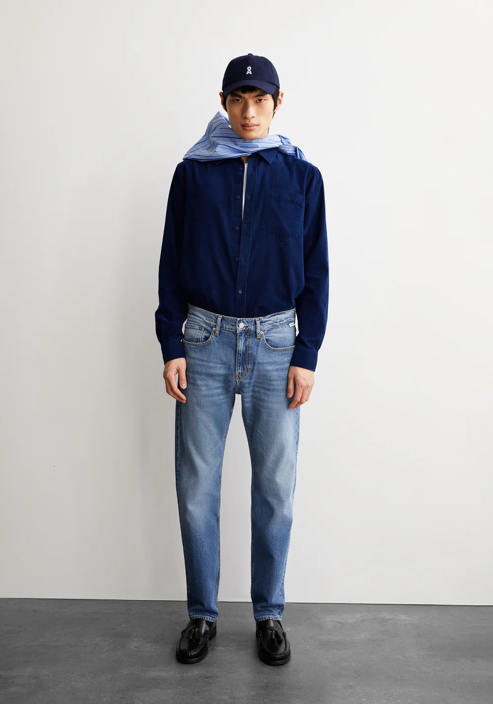armedangels homme chemise saamy denim coton bio bleu jean l armoire poethique  3