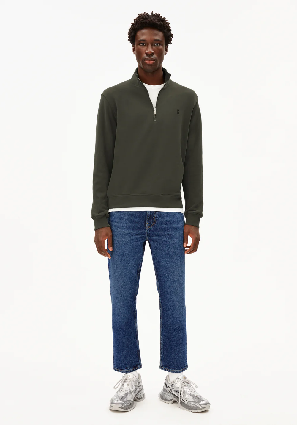 armedangels homme sweat camioneur waarlo fleece coton bio vert sapin l armoire poethique 5