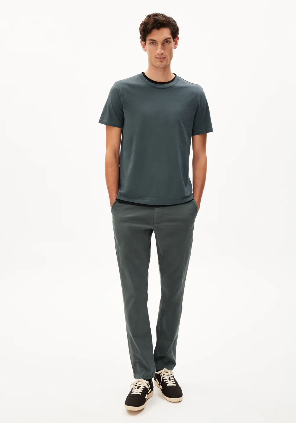 armedangels homme t shirt basique jaames coton bio gris acier l armoire poethique 5