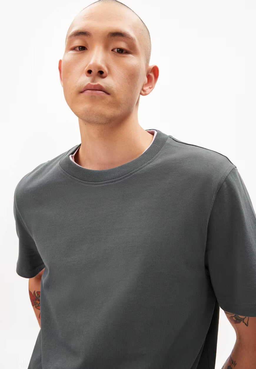 armedangels homme t shirt maarkos coton bio gris l armoire poethique 3