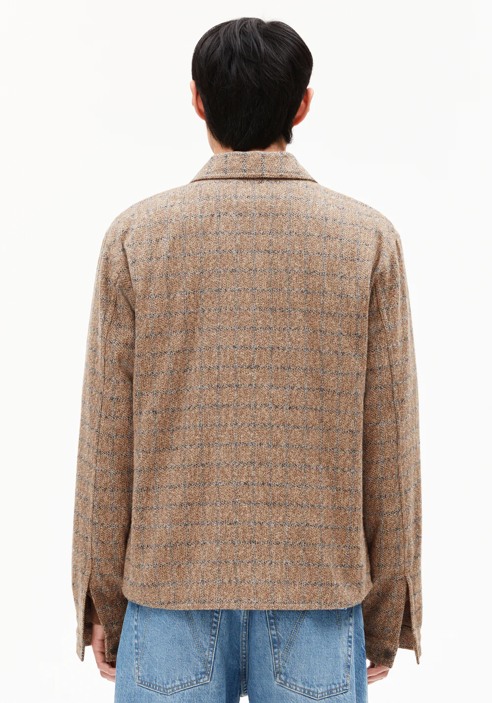 armedangels homme veste zippee pasaalo coton bio beige carreaux l armoire poethique 2