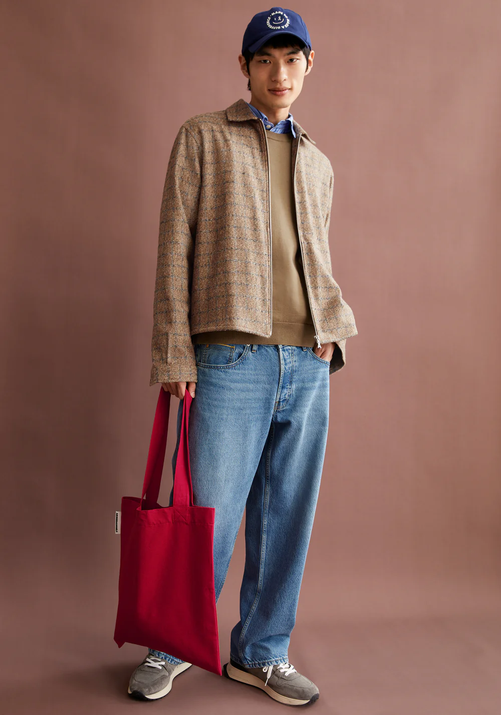 armedangels homme veste zippee pasaalo coton bio beige carreaux l armoire poethique 3