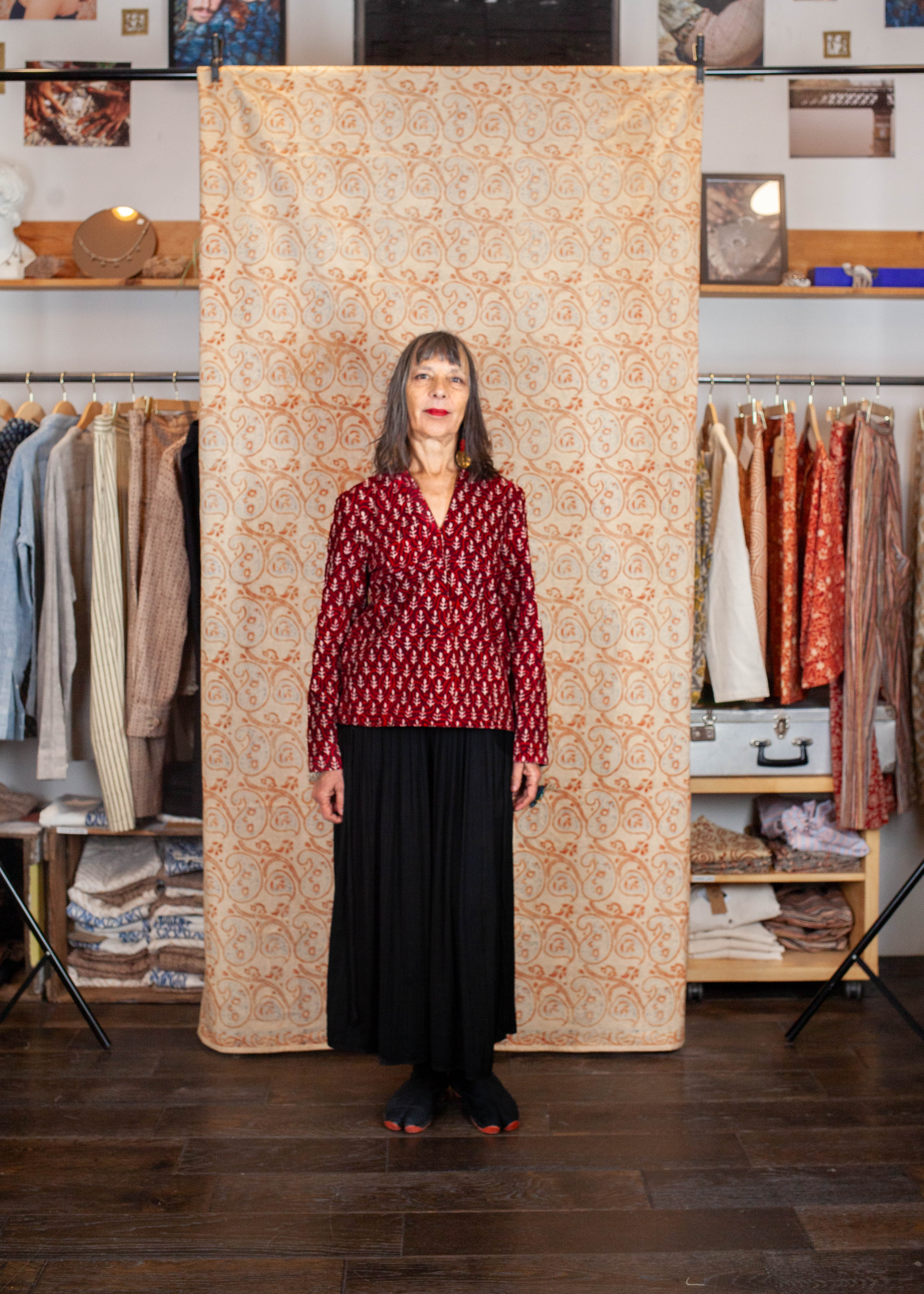 azaadi femme blouse jaisalmer jyoti flamme rose blanc coton bio l armoire poethique 1