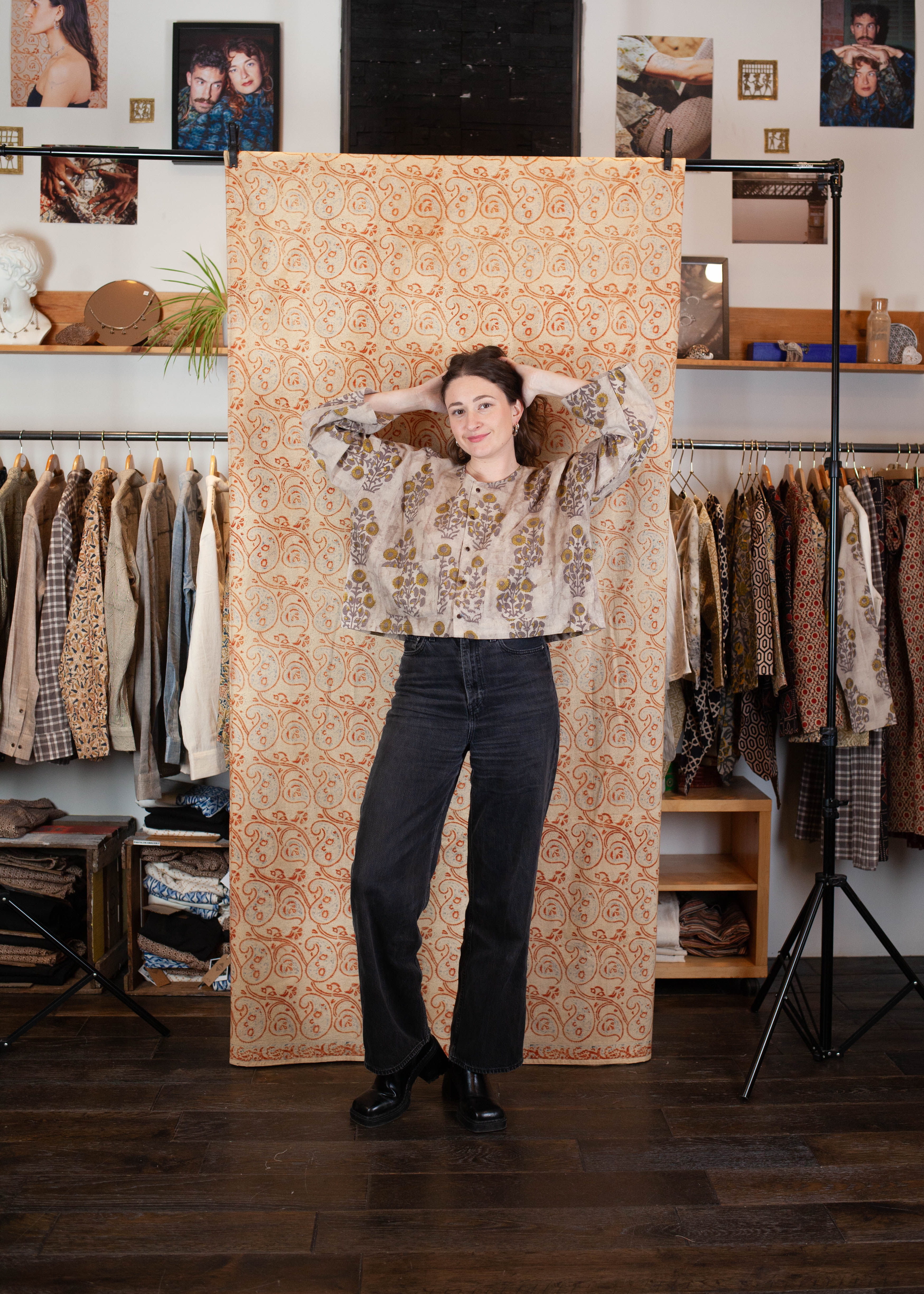 azaadi femme bolero cochin suryamukhi tournesol gris jaune coton bio l armoire poethique 3