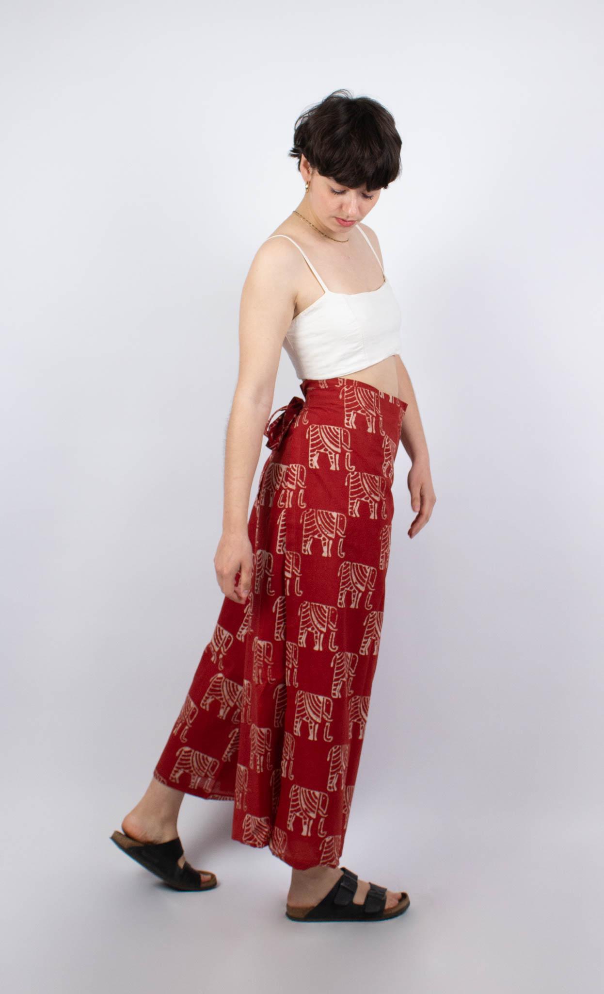 Saraswati Organic Cotton Ganesha Pants · Red and Ecru