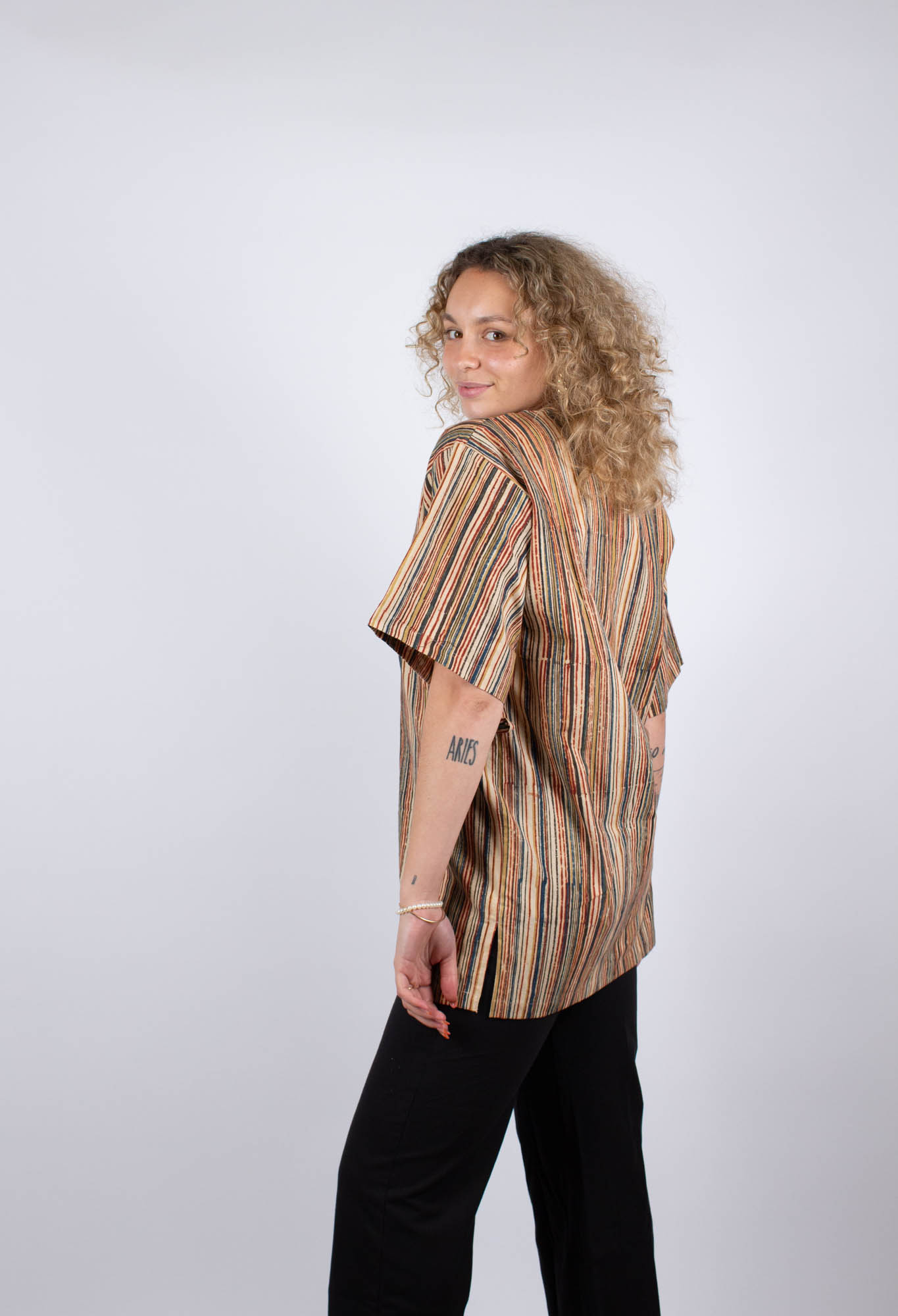 Arunachala Organic Cotton Chennai Tunic · Beige and Blue