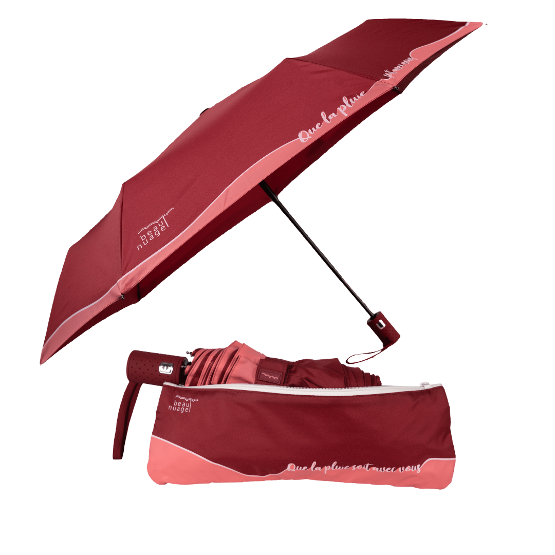 Parapluie automatique avec housse absorbante · rouge grenat