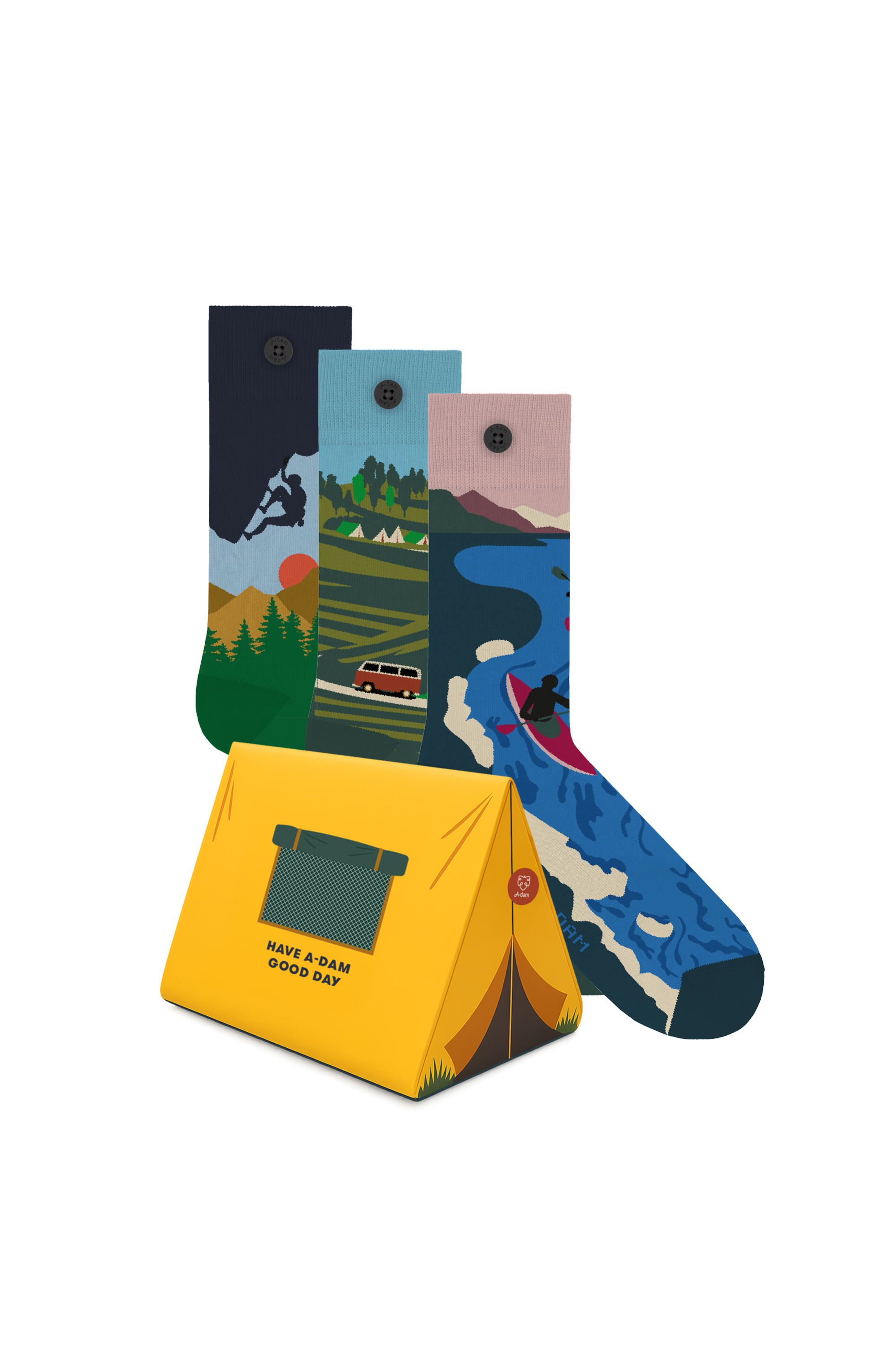 bote de 3 paires de chaussettes en coton bio camping multicolore a dam homme chaussettes 3 paires boite cadeau camping coton bio multicolore l armoire poethique 1