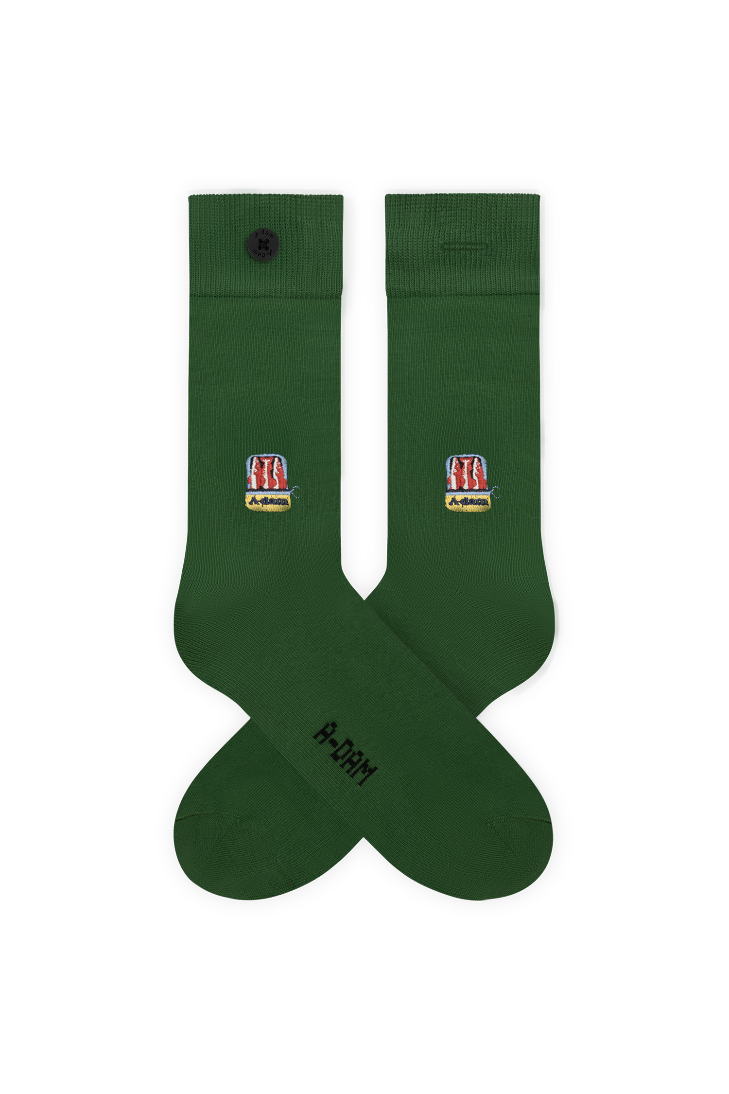 chaussettes en coton bio broderie sardines en bote vert a dam homme chaussettes sardines coton bio vert l armoire poethique 1
