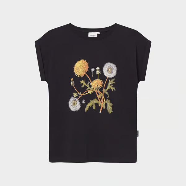 dedicated femme t shirt visby dandelion pissenlits coton bio black noir l armoire poethique 1