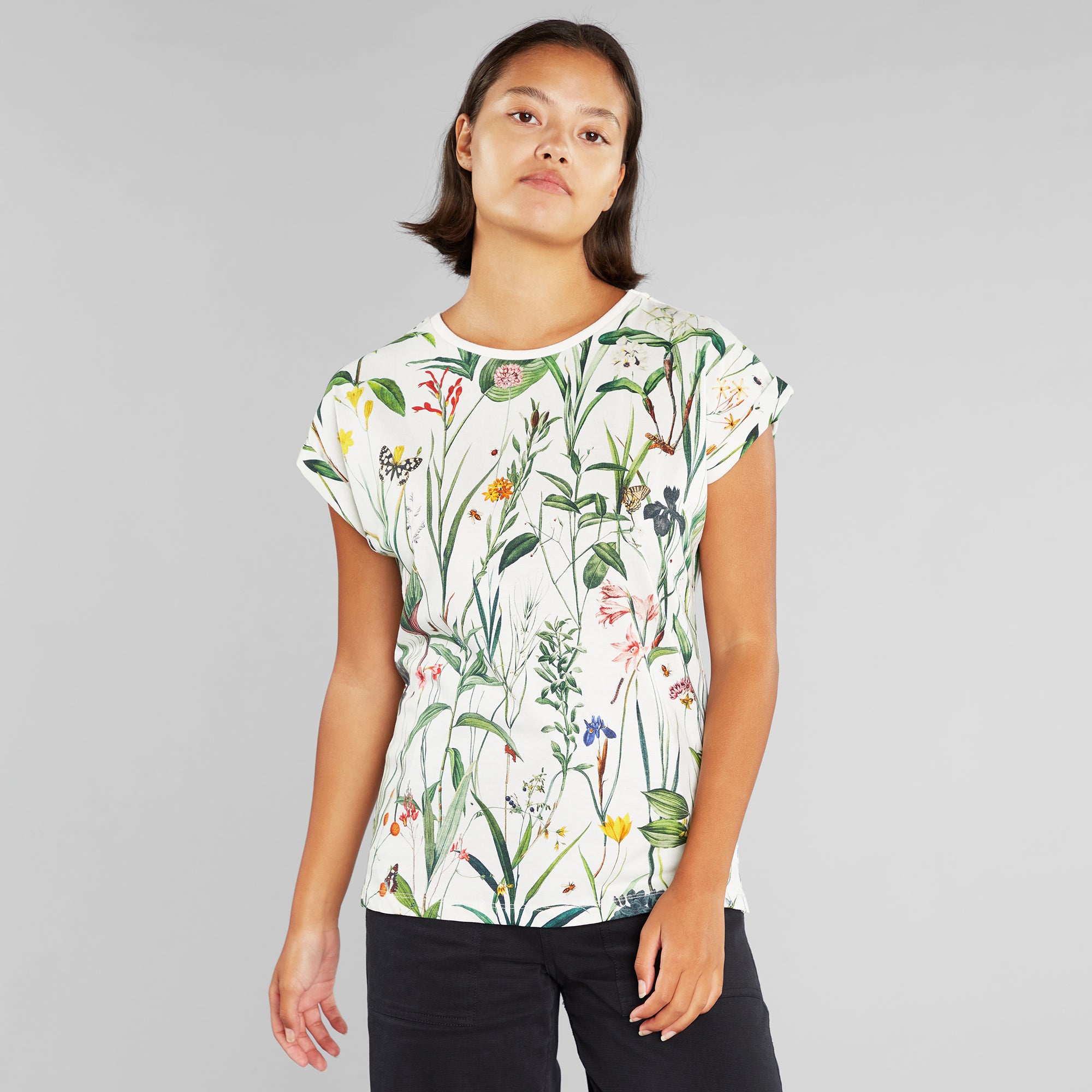 dedicated femme t shirt visby flower field coton bio blanc vert l armoire poethique 2