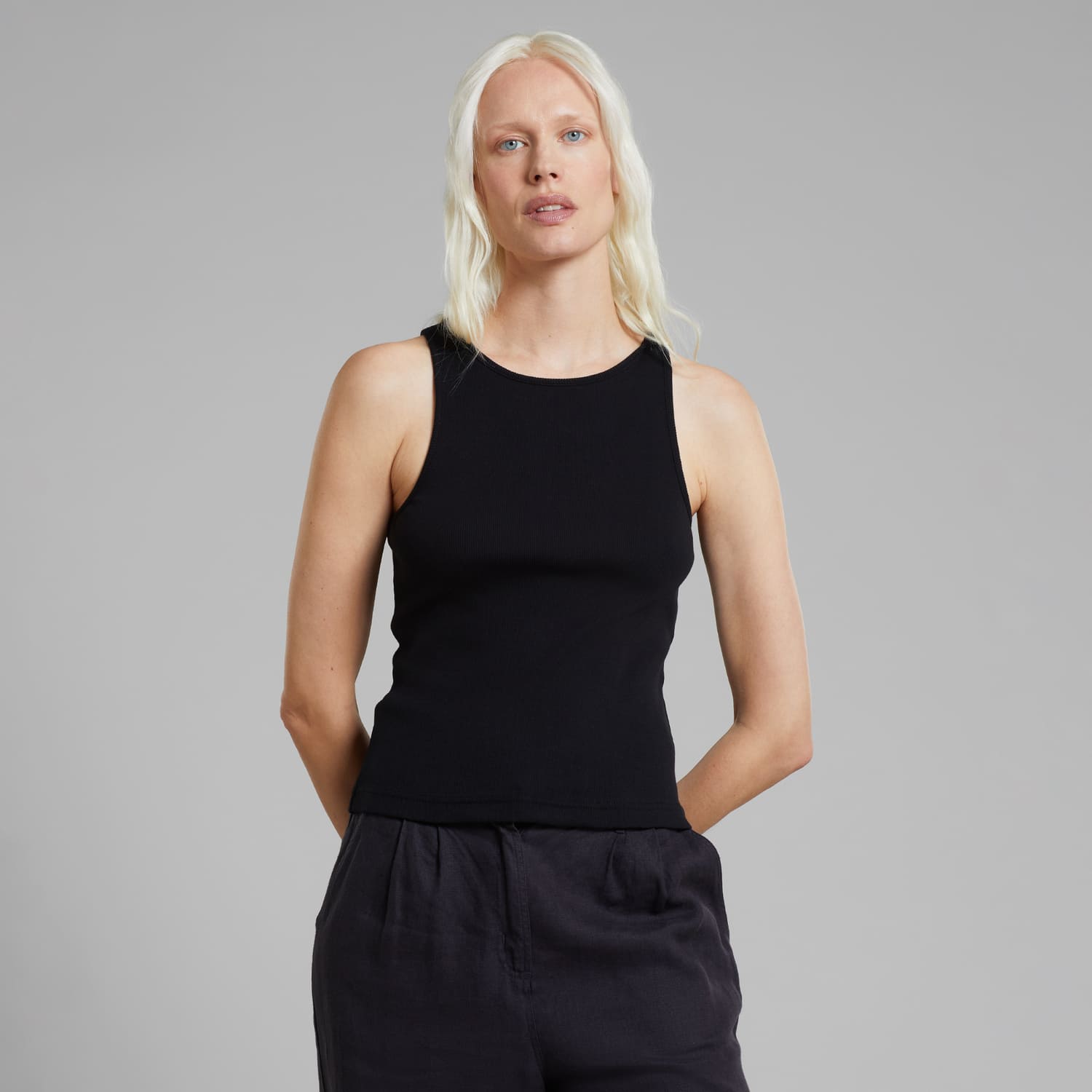 Organic cotton top · black - rib top valdermarsvik black