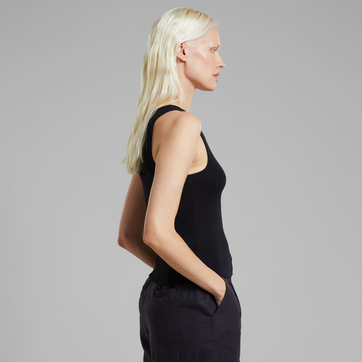Organic cotton top · black - rib top valdermarsvik black