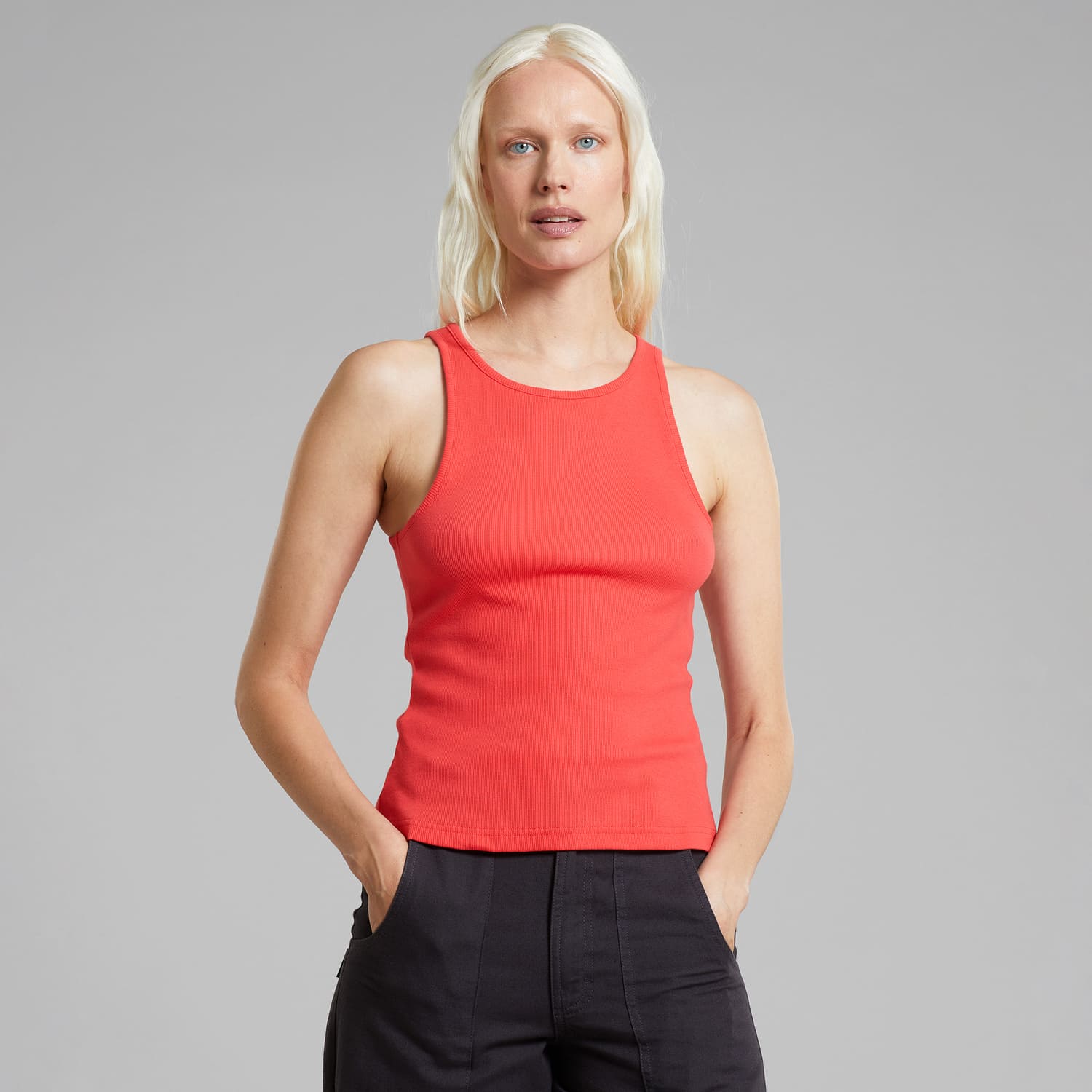 Organic cotton top · red - rib top valdermarsvik cayenne red