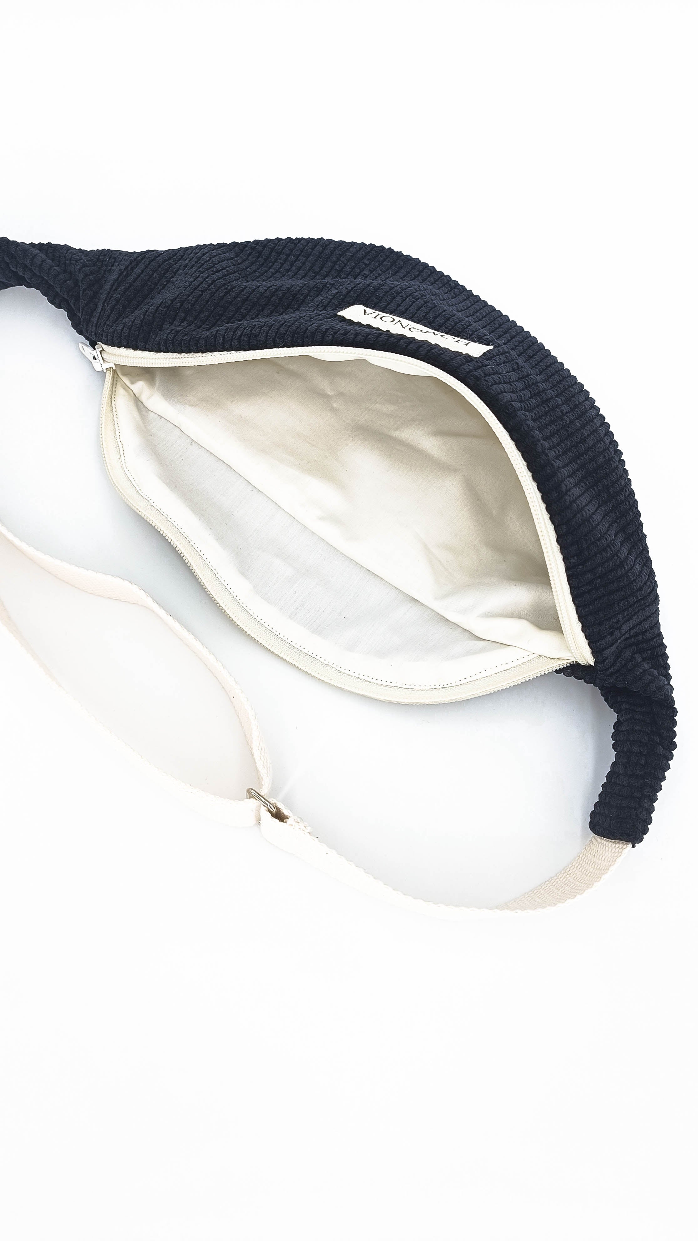 Upcycled cotton velvet fanny pack · black