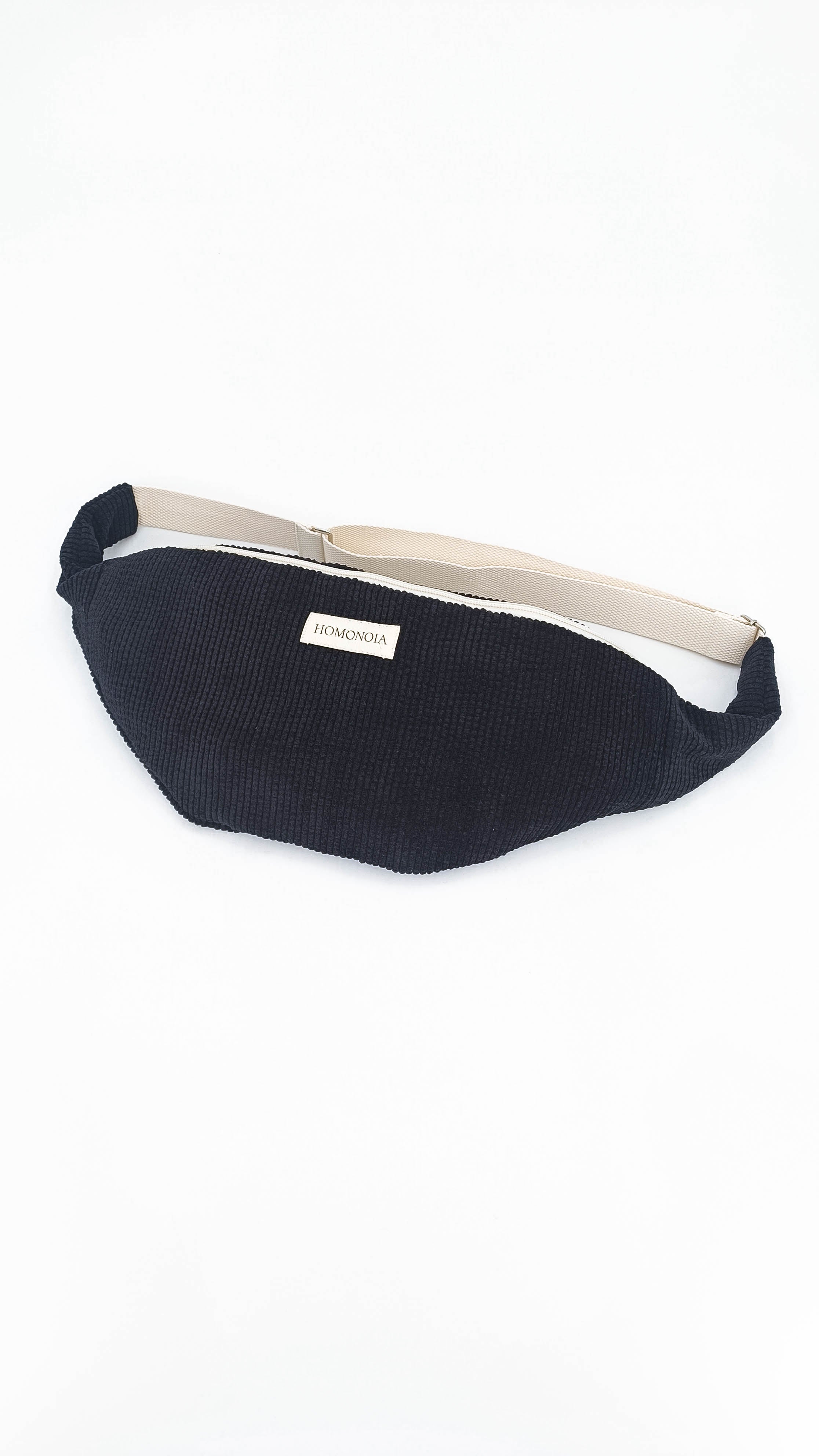 Upcycled cotton velvet fanny pack · black