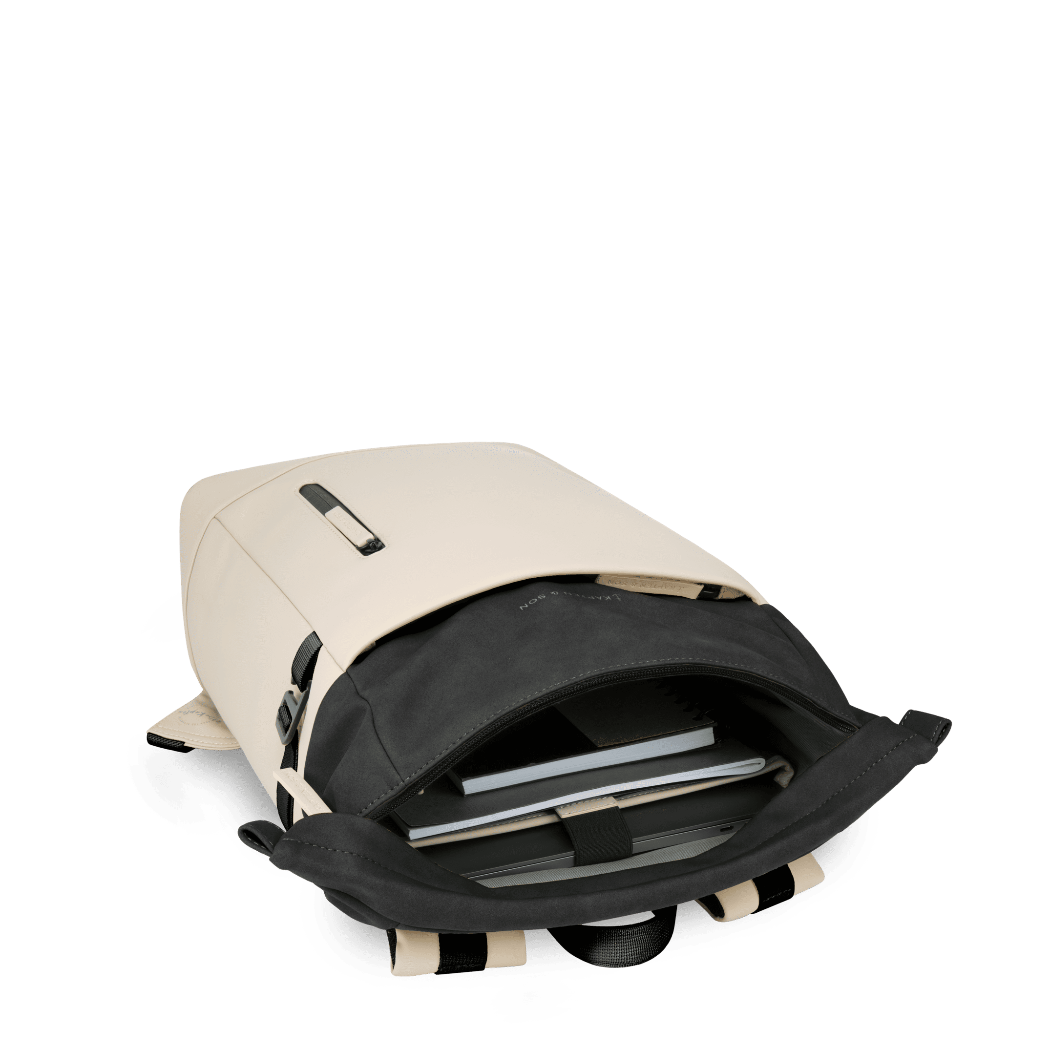 kapten and son unisexe sac a dos aarhus noir creme polyester recycle l armoire poethique 1