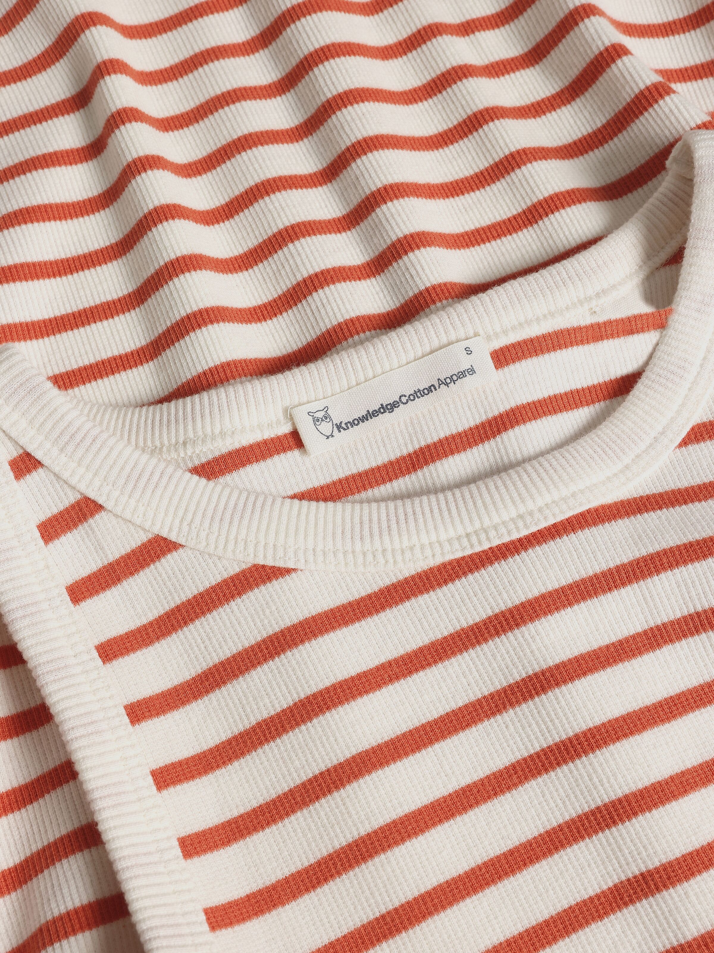 knowledge cotton apparel femme debardeur striped racer rib coton bio rouge l armoire poethique  3