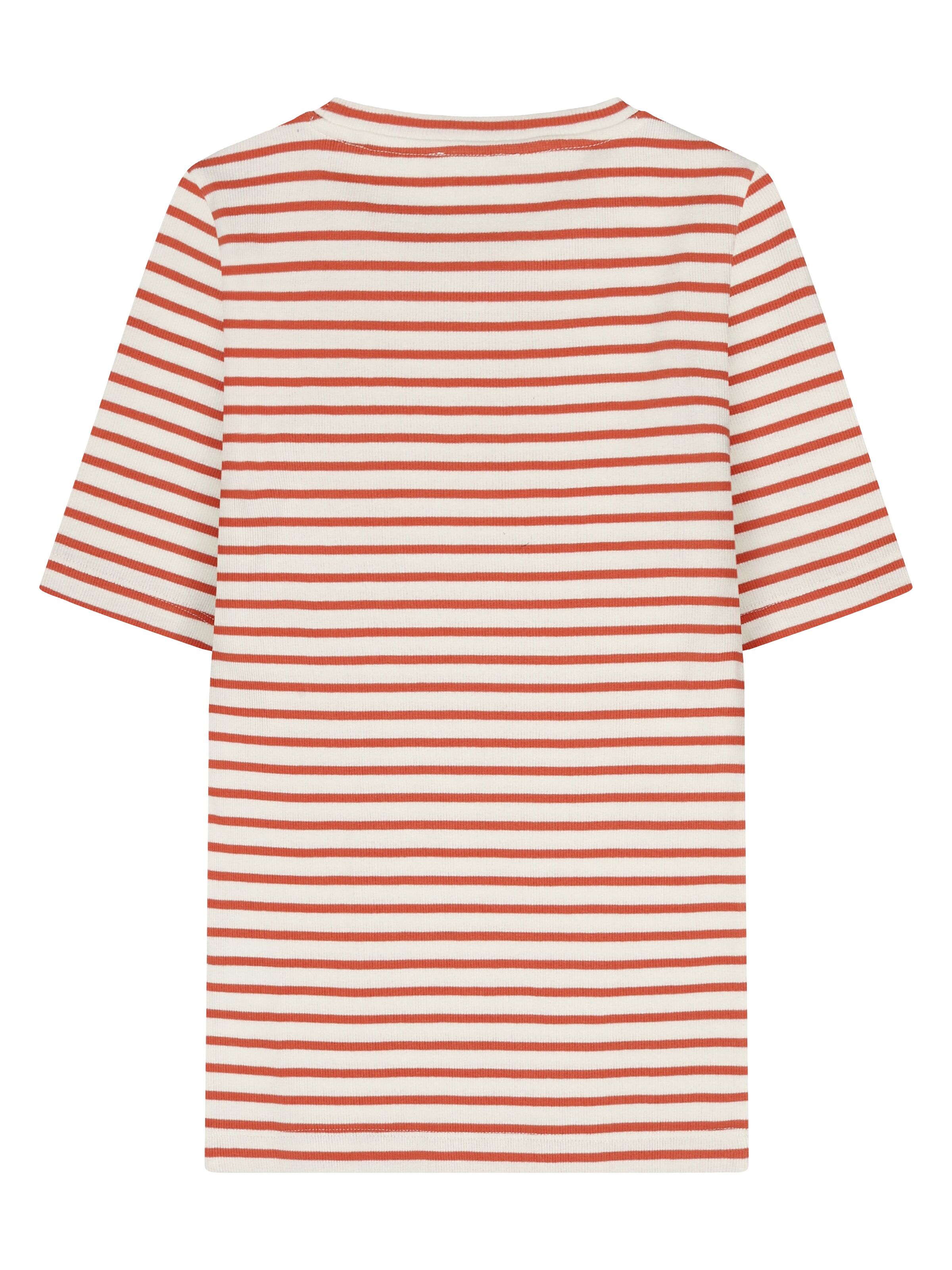 knowledge cotton apparel femme t shirt striped rib coton bio rouge l armoire poethique  2