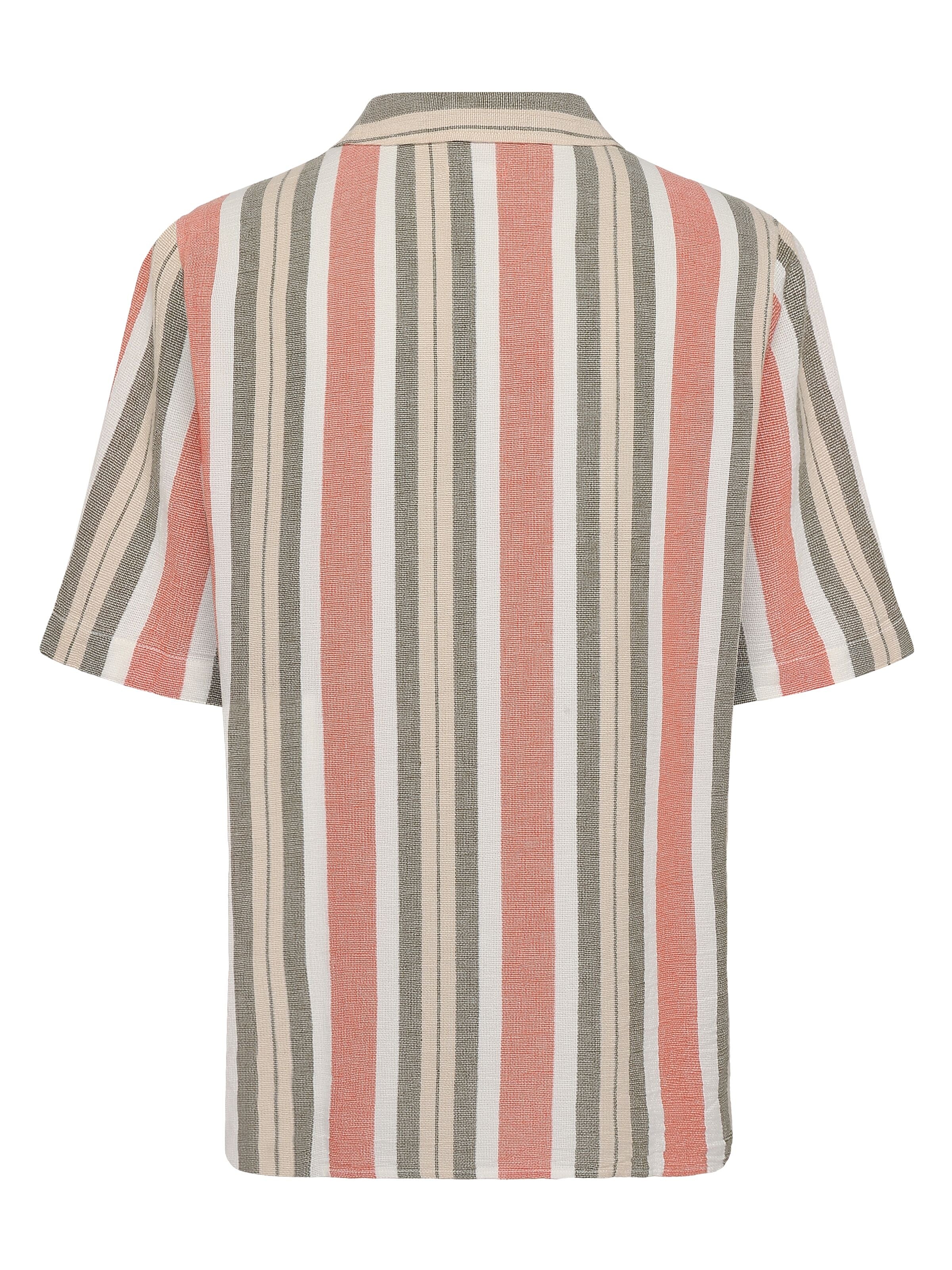 knowledge cotton apparel homme chemise box short sleeve striped coton bio vert l armoire poethique 1