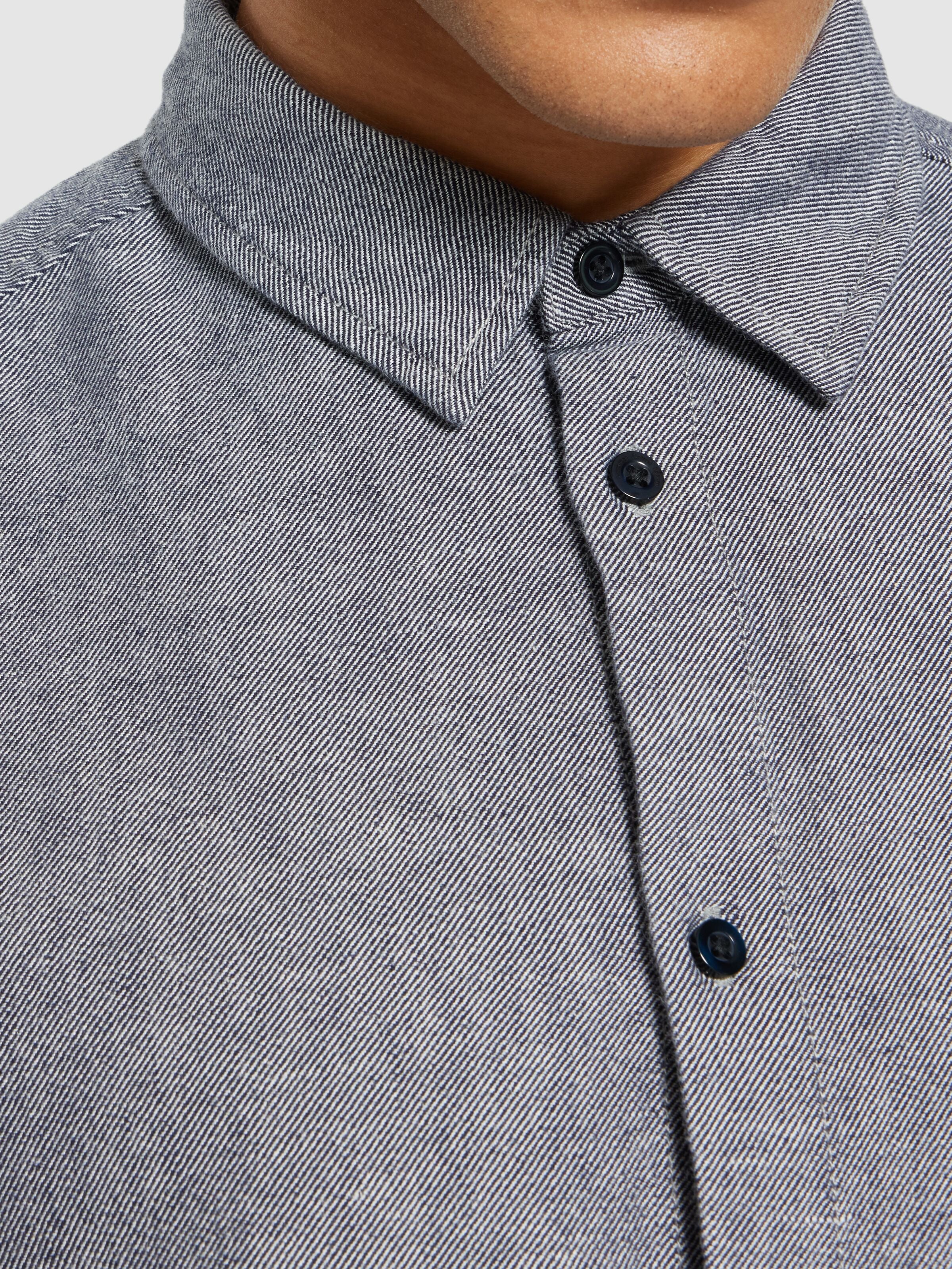 knowledge cotton apparel homme chemise heavy twill flannel coton bio bleu l armoire poethique 1