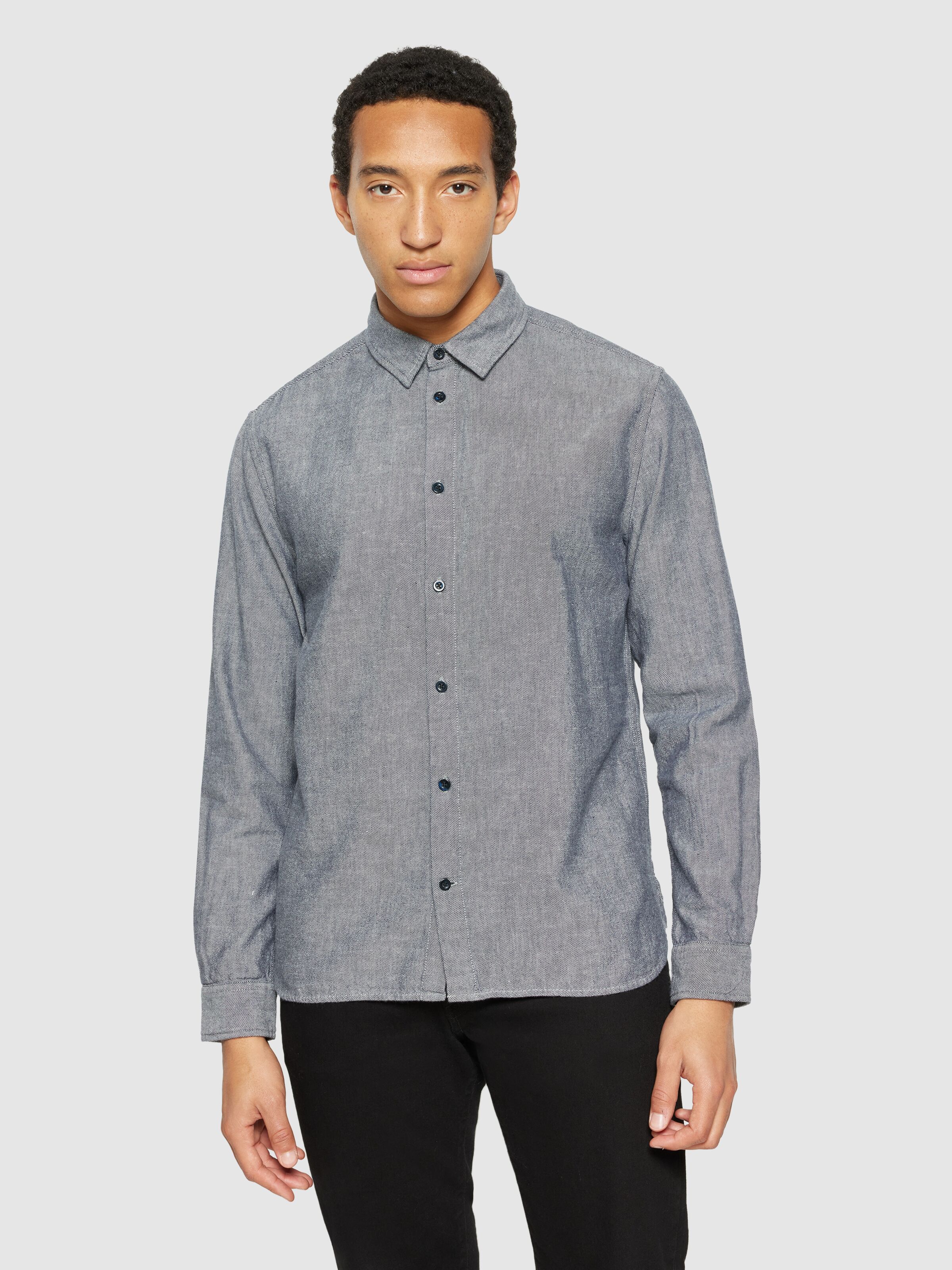 knowledge cotton apparel homme chemise heavy twill flannel coton bio bleu l armoire poethique  3