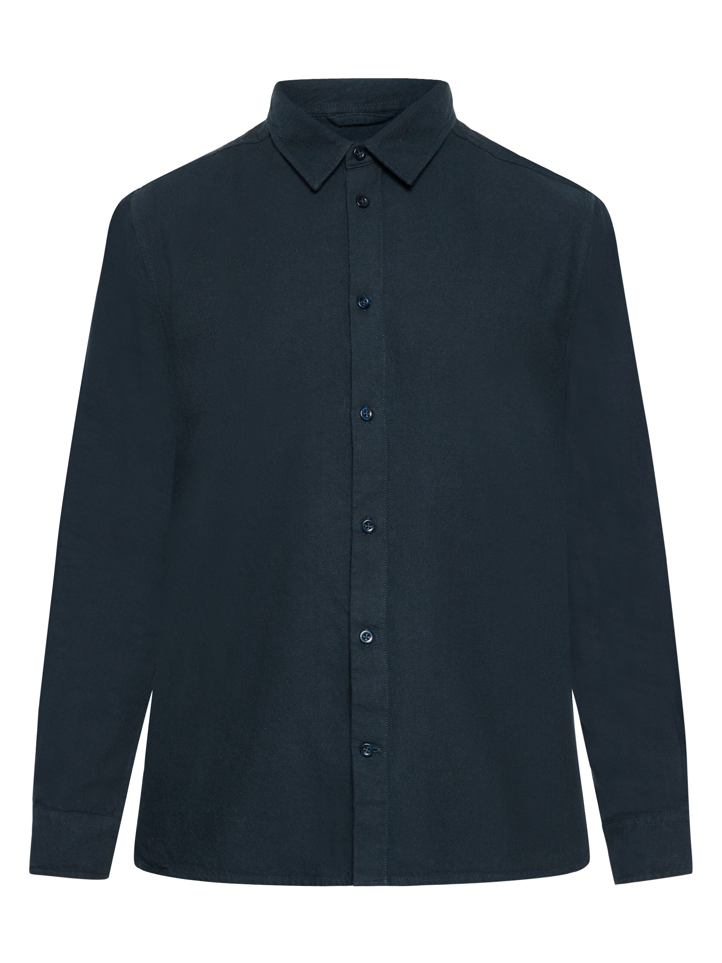 knowledge cotton apparel homme chemise heavy twill flannel coton bio bleu marine l armoire poethique 2