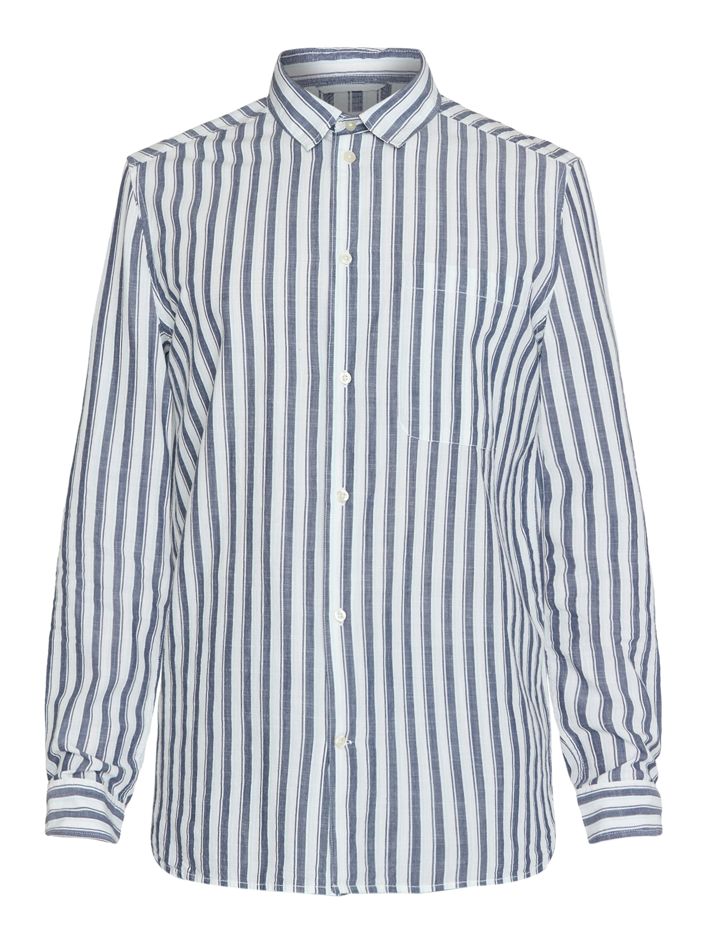 Loose striped slub shirt in organic cotton · blue striped - loose striped slub shirt