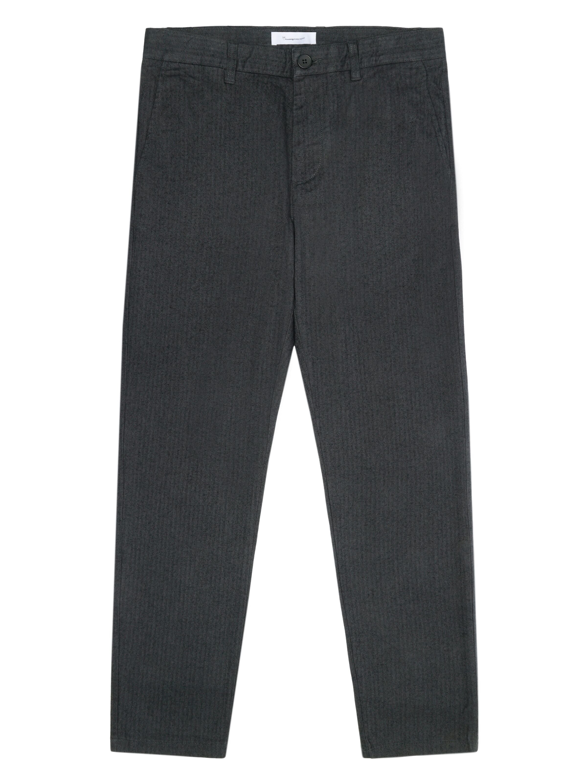 knowledge cotton apparel homme pantalon chuck regular flannel herringbone chinos coton bio gris l armoire poethique 2