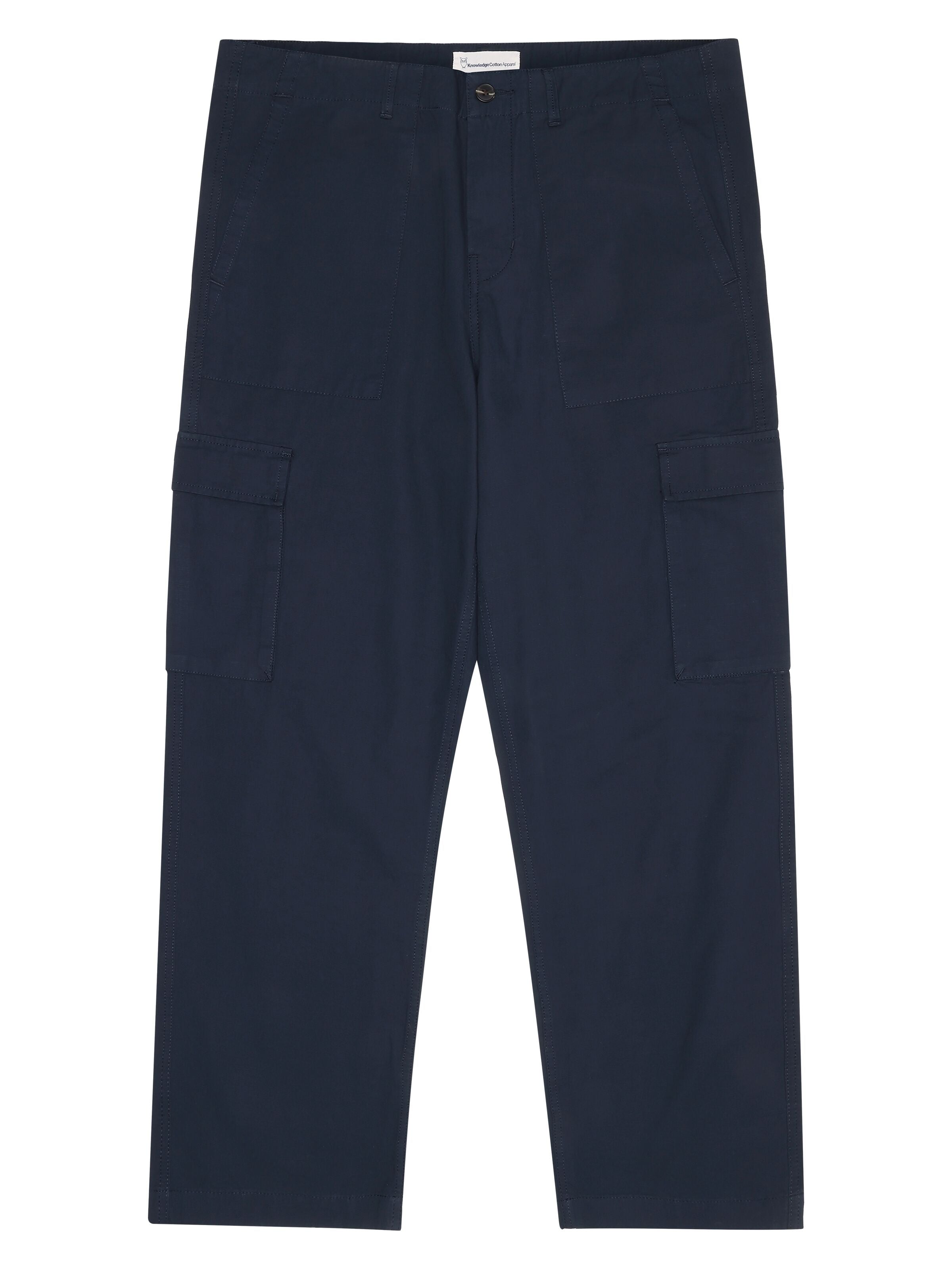 knowledge cotton apparel homme pantalon flint wide slub yarn coton bio bleu l armoire poethique  3