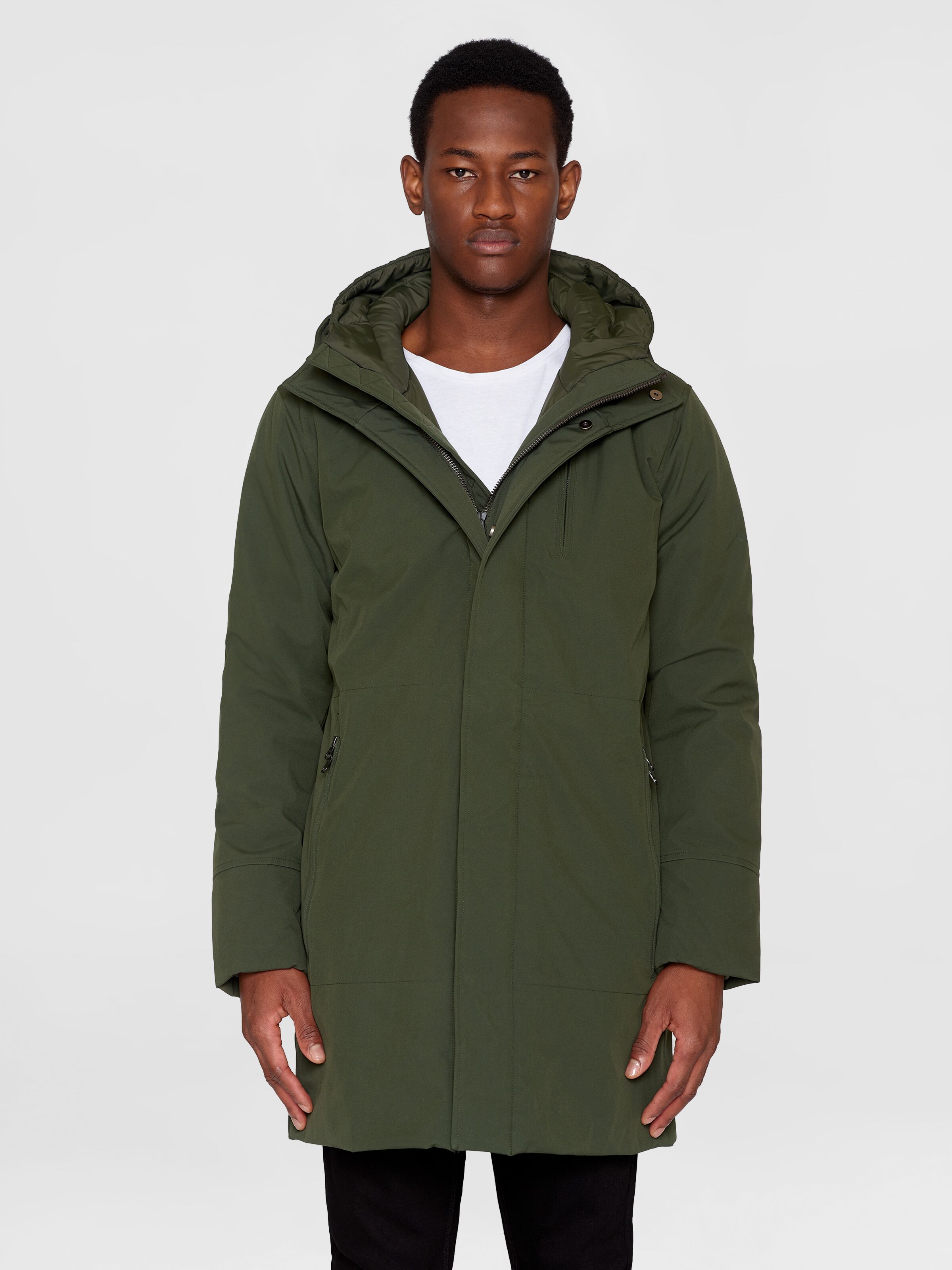 knowledge cotton apparel homme parka climate shell jacket polyester recycle vert kaki l armoire poethique 2