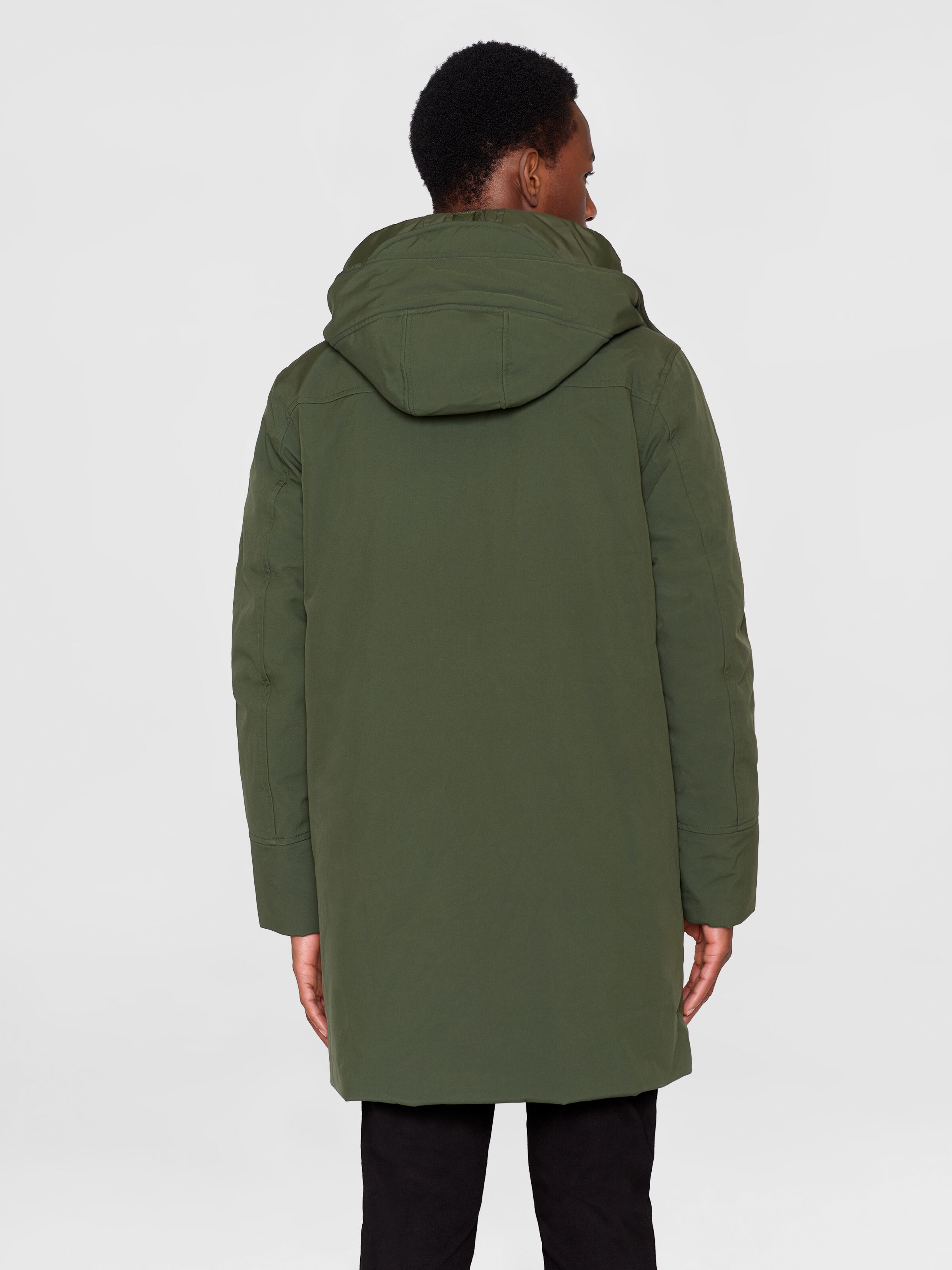 knowledge cotton apparel homme parka climate shell jacket polyester recycle vert kaki l armoire poethique 3