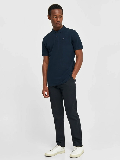 knowledge cotton apparel homme polo toke basic coton bio bleu l armoire poethique  5