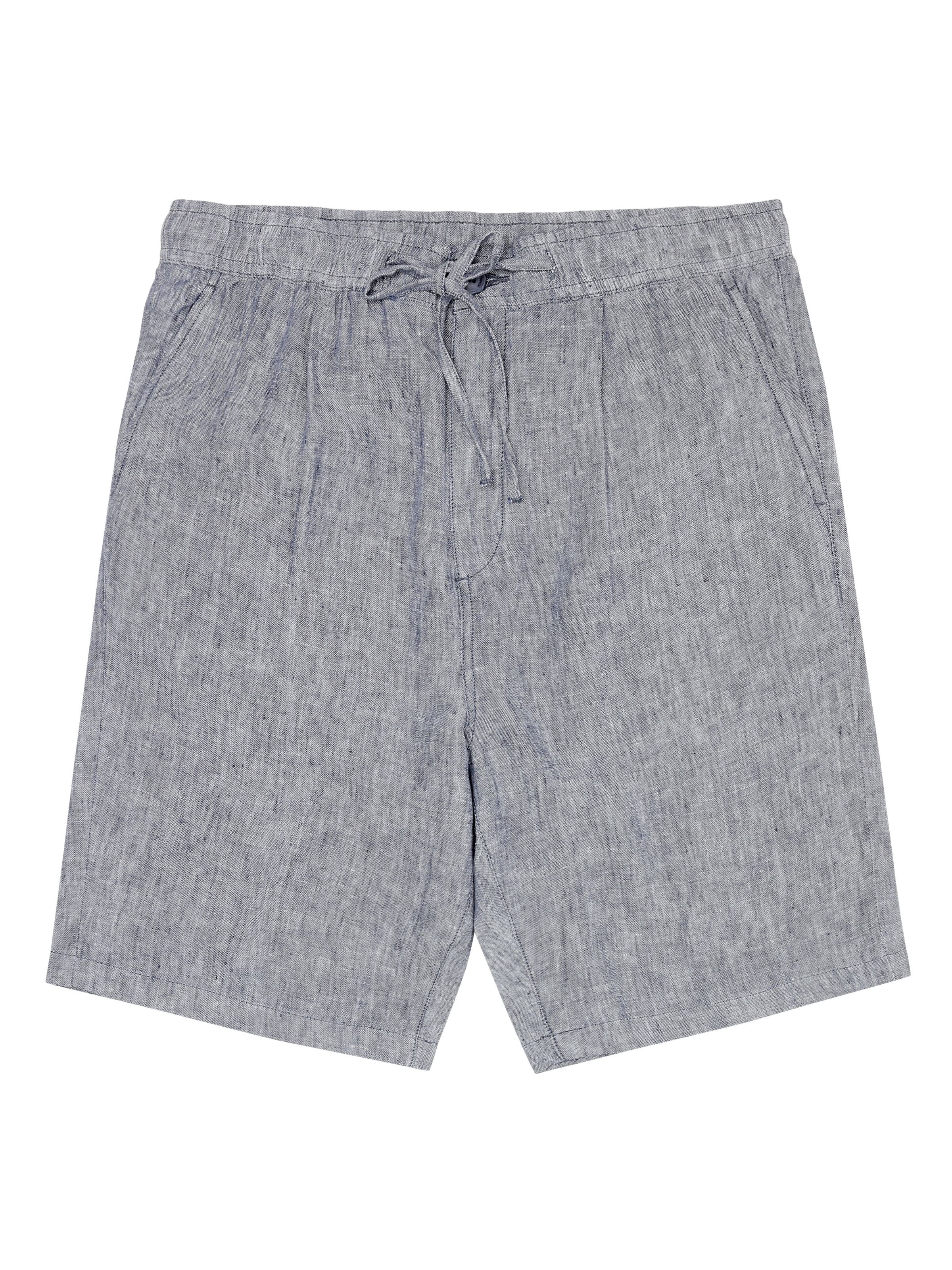 knowledge cotton apparel homme short fig loose lin bio bleu l armoire poethique  2